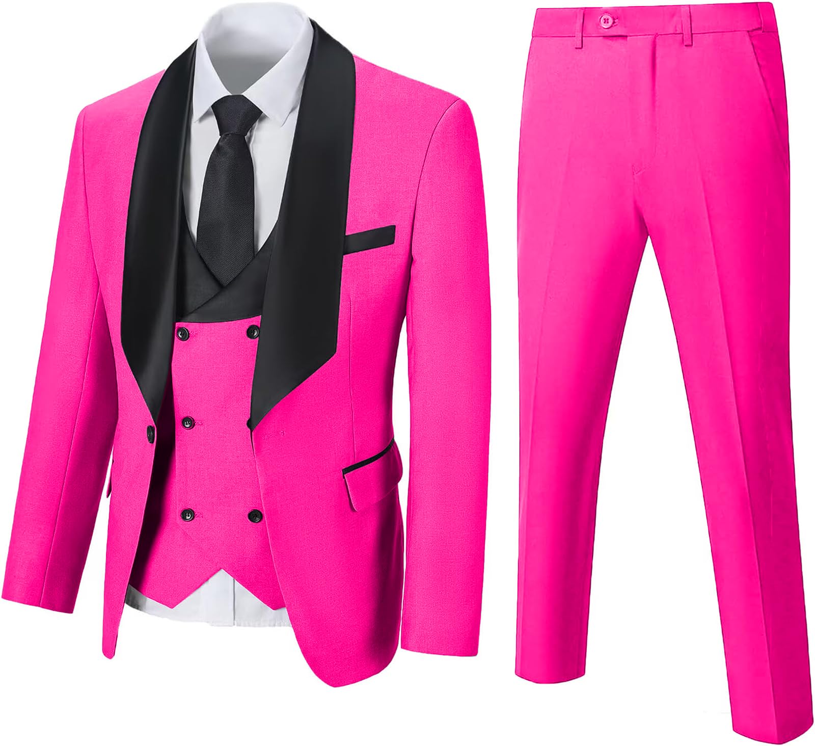 Sxfashbrd Men's Slim Fit Suit Jacket 3 Piece Set - One Button Business Blazer & Groomsmen Tuxedo Jacket for Wedding, Prom, Business Meetings & Formal Events