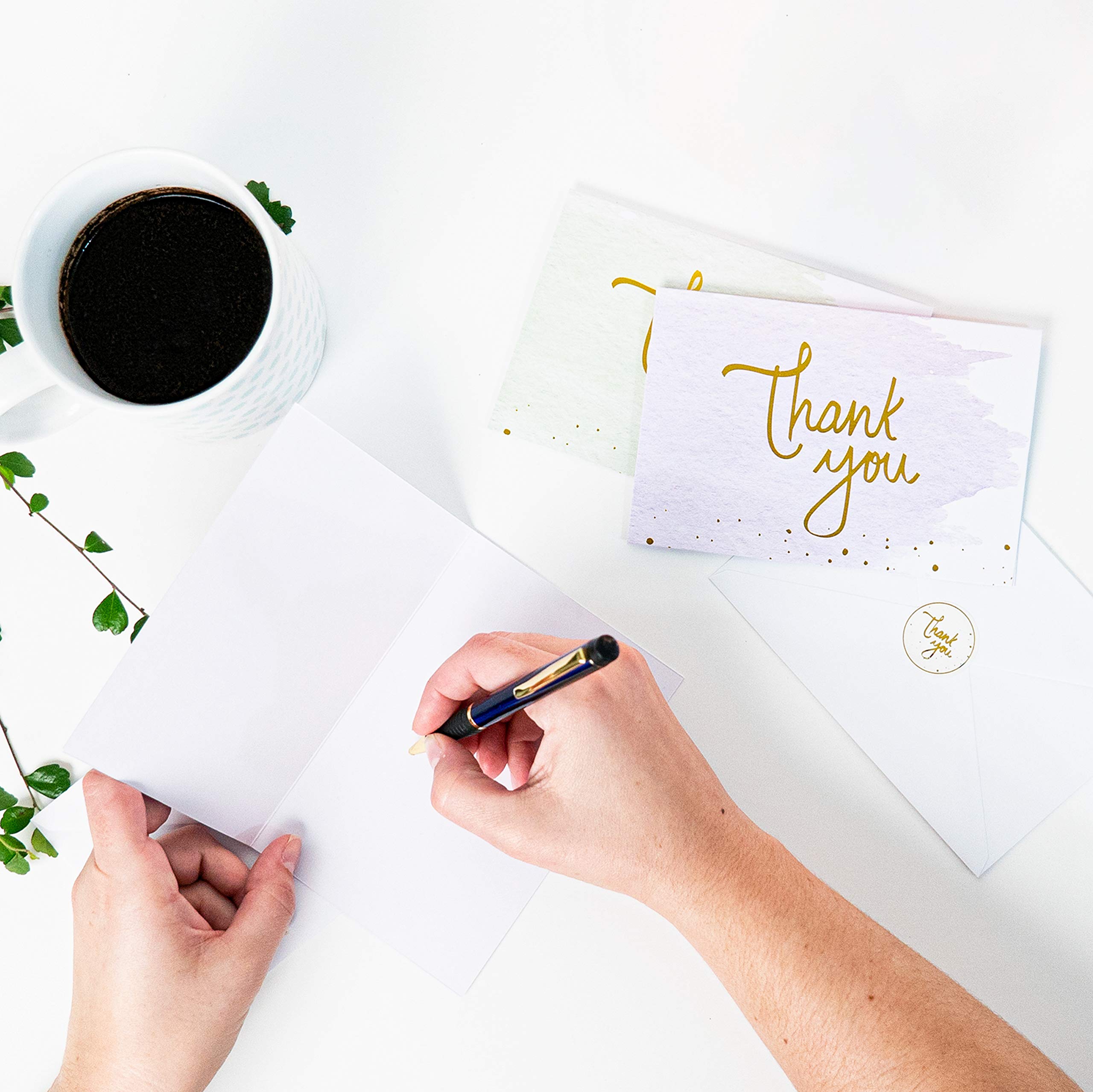 Premium Gold & Watercolor Thank You Cards - Bulk Set of 48 Blank Cards with Envelopes | Perfect for Baby Showers, Weddings & Bridal Showers | Elegant Stationery for Special Occasions & Appreciation Notes