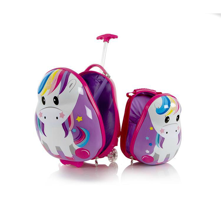 Heys Travel Tots Kids Luggage and Backpack Set - Lightweight Carry-On Suitcase with Matching Backpack for Toddler Airplane Travel, School Trips & Family Vacations