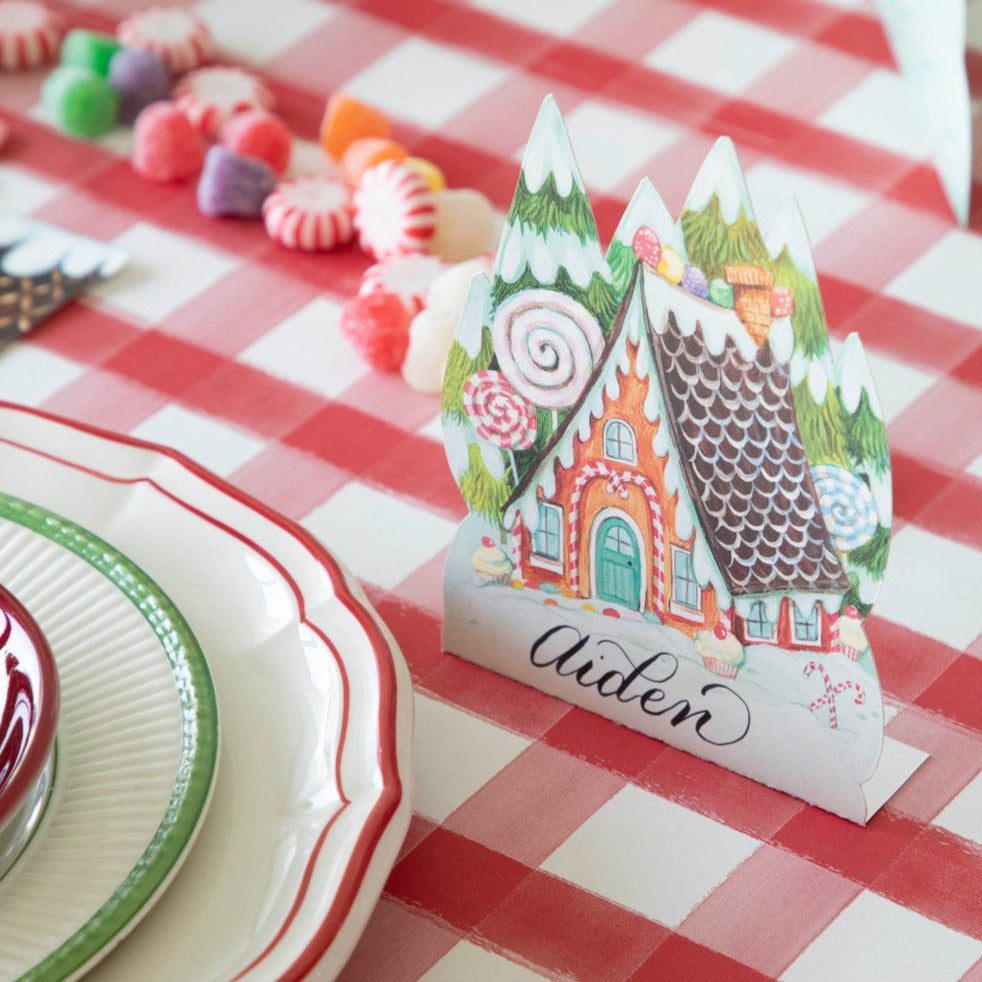 Personalized Gingerbread Place Card Holders - Christmas Party Table Setting & Holiday Dinner Decor