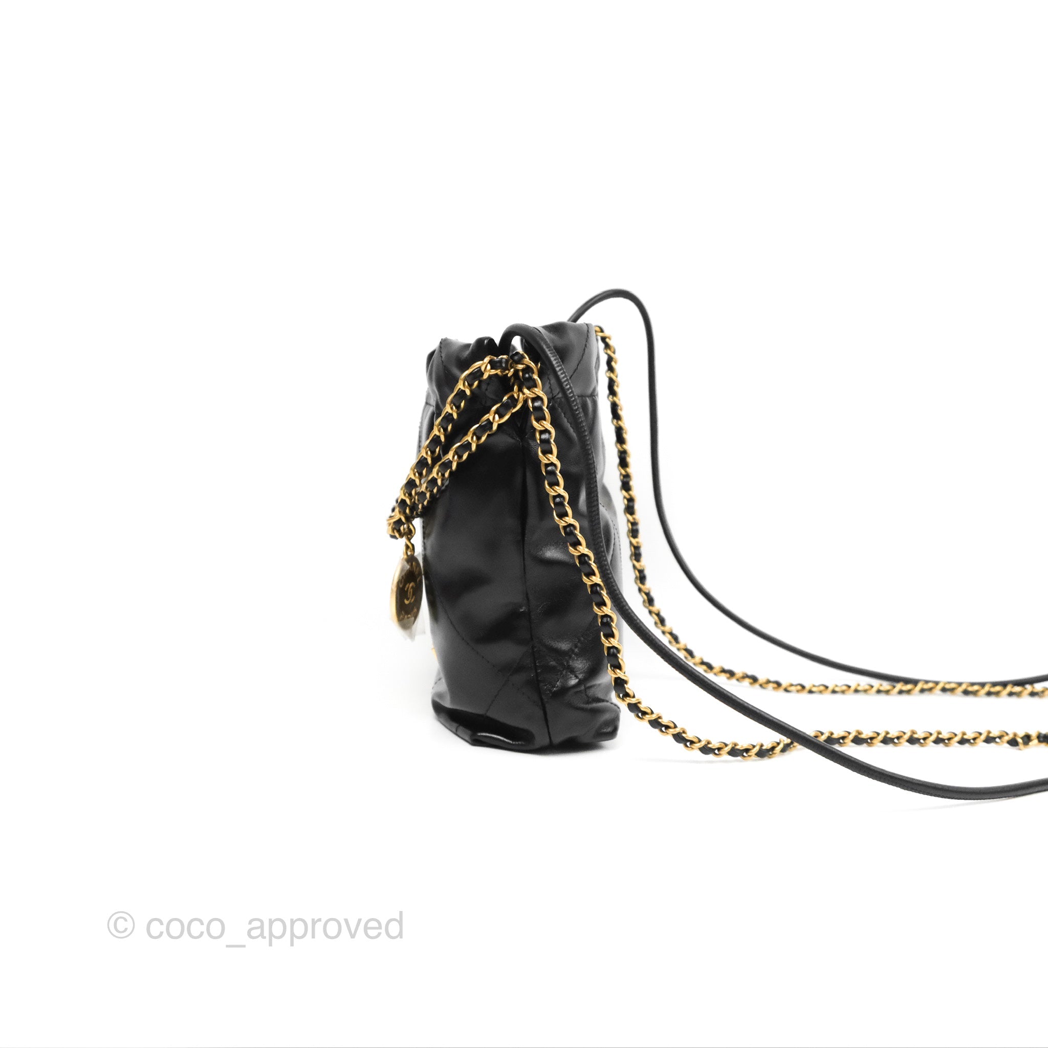 Chanel 22 Mini Bag Black Crumpled Calfskin Leather Crossbody Purse for Women | Luxury Designer Handbag for Date Night, Parties & Everyday Use