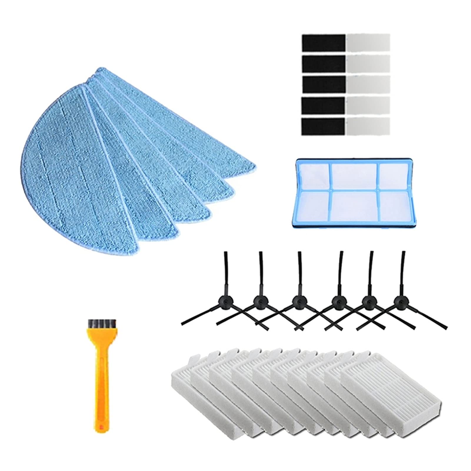 REYQA Replacement Side Brush, Dust Filter & HEPA Filter for iLife V5/V5S/V3/V3S/V5Pro/V50/V55/X5 Robot Vacuum Cleaners - White | Compatible with Mopping & Cleaning Modes