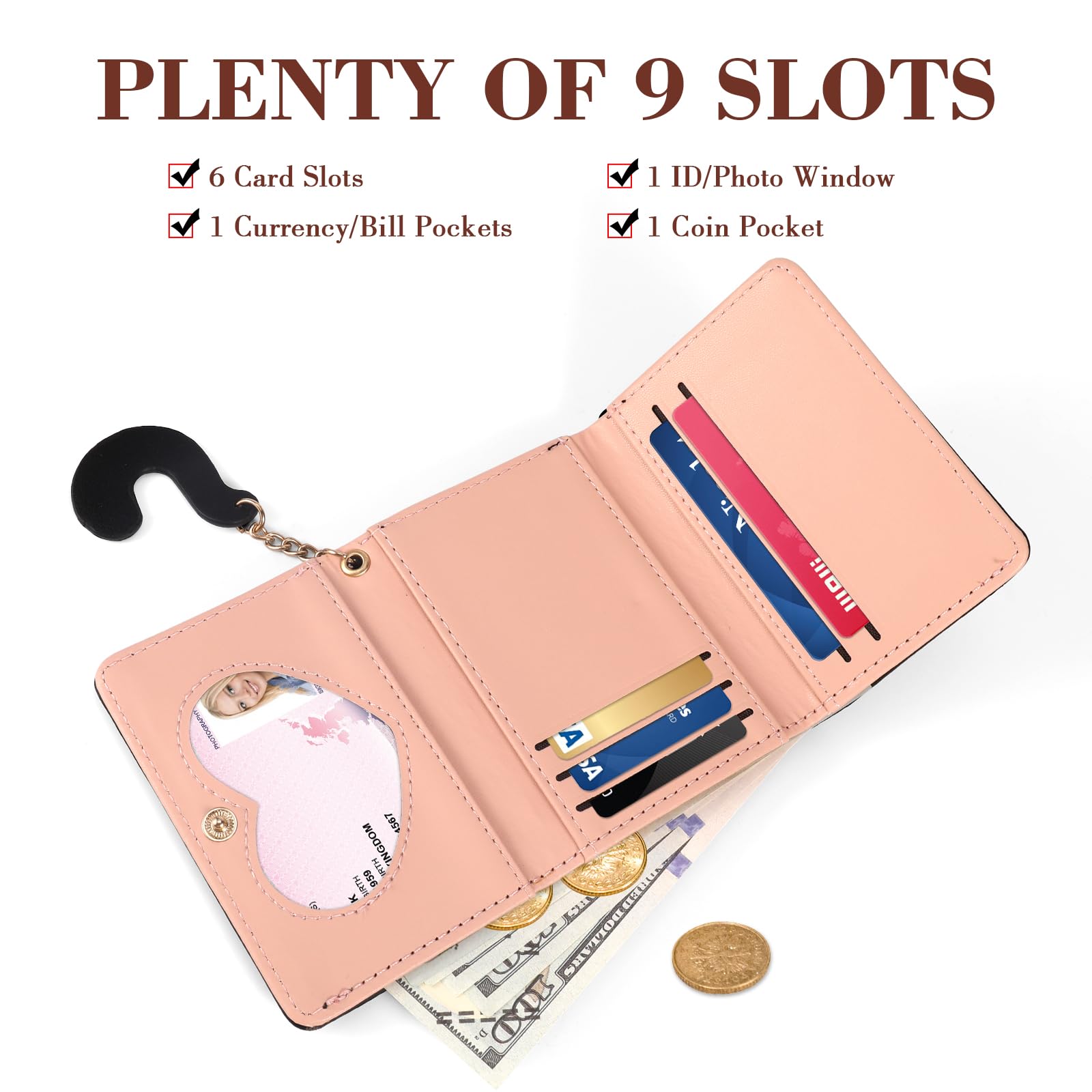 Stylish Small PU Leather RFID Blocking Women's Wallet - Cute Black Cat Bi-Fold Design with Multiple Slots, ID Window & Coin Pocket | Perfect for Everyday Use, Travel & Gift Giving
