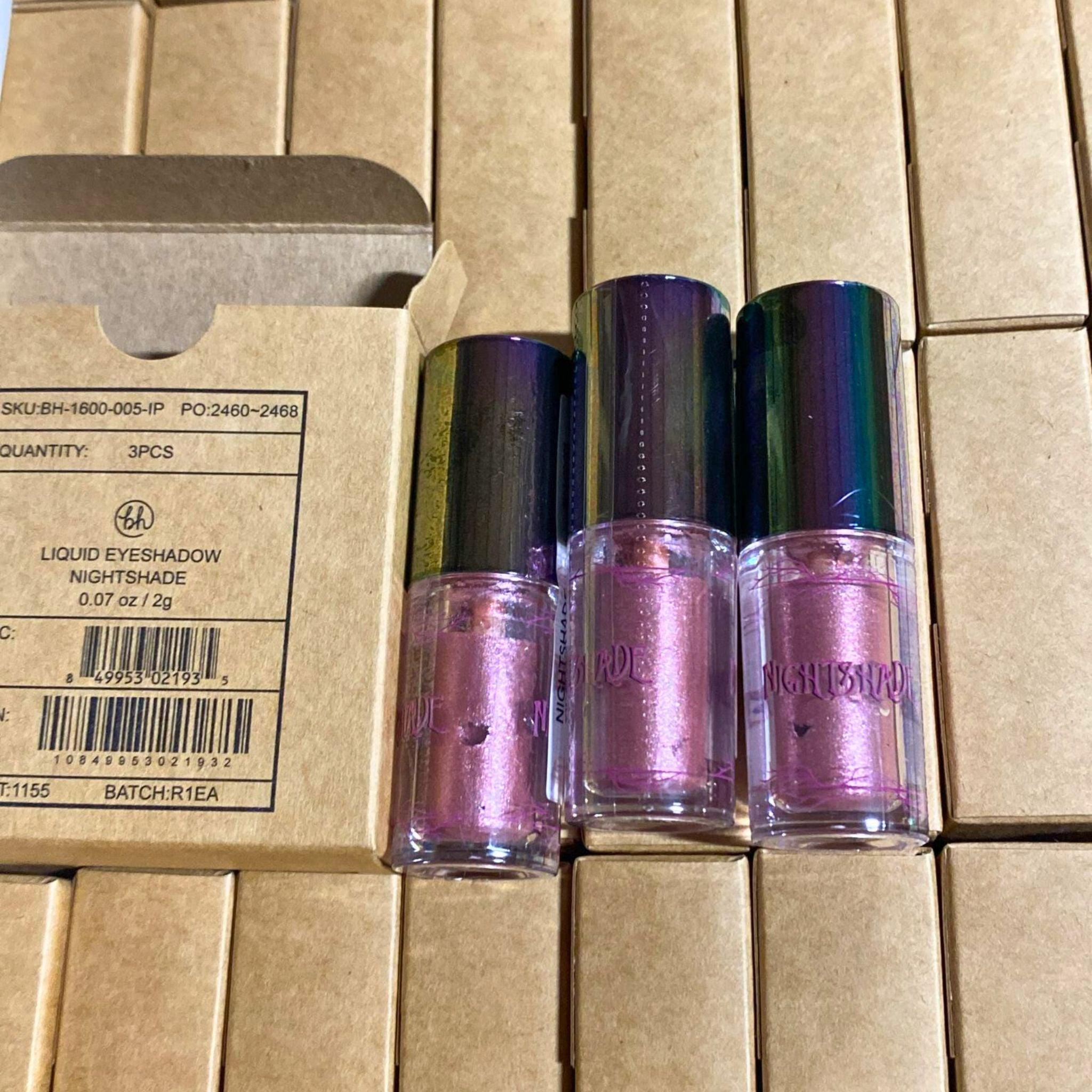 BH Cosmetics Liquid Eyeshadow Set - Nightshade Poison Shock (60 Pcs, 0.07OZ Each) | Long-Lasting Metallic & Shimmer Eyeshadow for Party, Halloween & Night Out Makeup