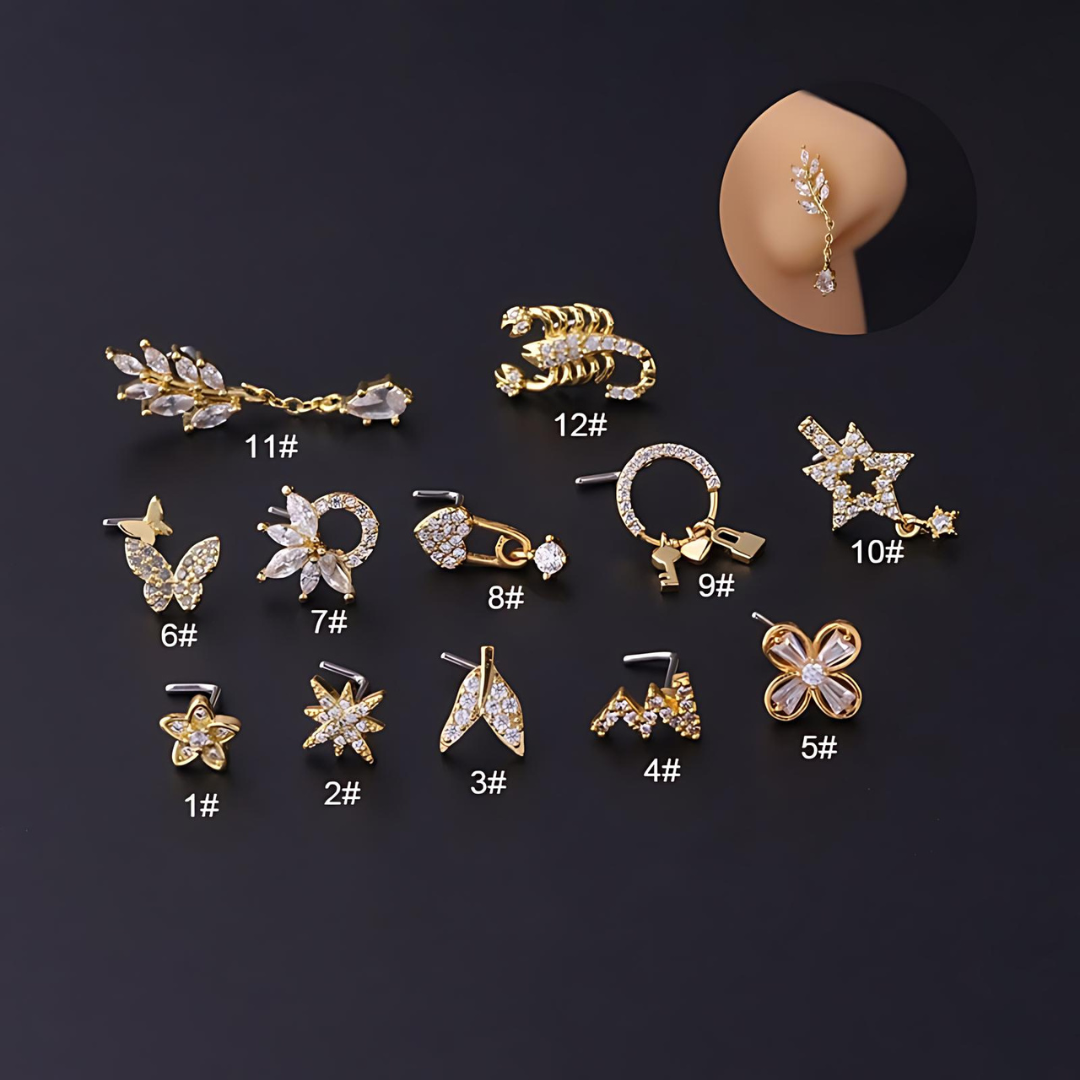 20G Hypoallergenic Scorpio L Bend Nostril Ring - Surgical Steel Nose Stud for Sensitive Skin | Perfect for Piercing Lovers & Everyday Wear (HSPJ705)