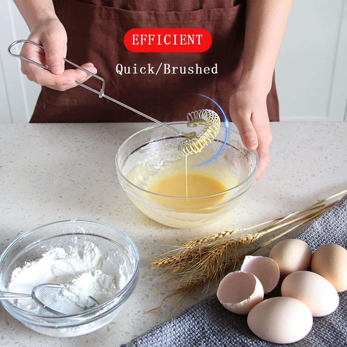 3-Piece Stainless Steel Egg Whisk Set - Small Hand Whisk, Flat Spring Coil Whisk & Scandinavian Whisk - Perfect for Baking, Mixing Eggs, Frothing Milk, Whipping Cream - Ideal for Kitchen, Coffee Shop & Home Baking (10 Inch)