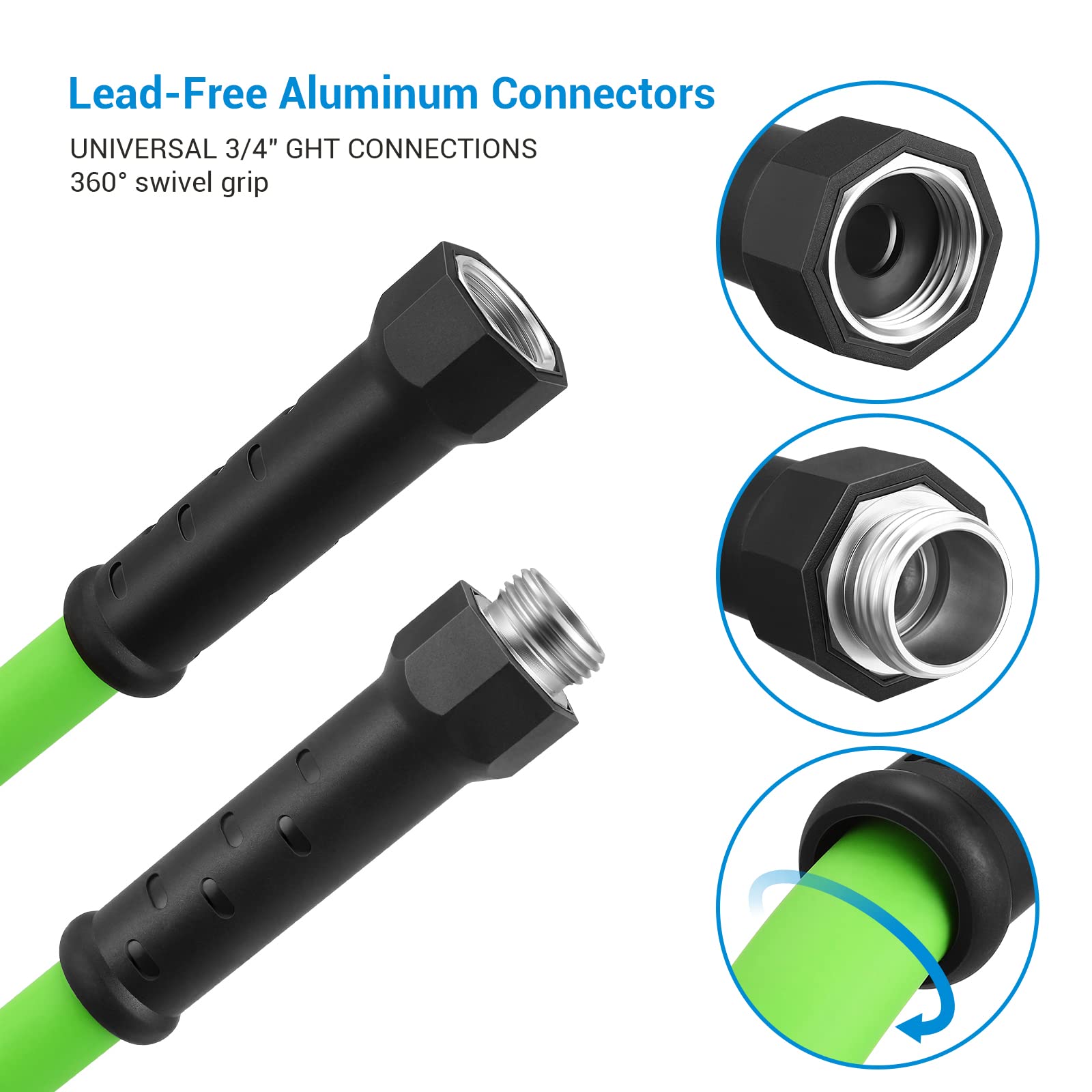 DEWENWILS 50 ft x 5/8 Inch Heavy Duty Garden Hose with Swivel Handle - Lightweight, Flexible Water Hose for Plants, Car Washing, Yard & Outdoor Use - 3/4 Inch Solid Fittings, Drinking Water Safe - Perfect for Gardening, Lawn Care & Home Cleaning