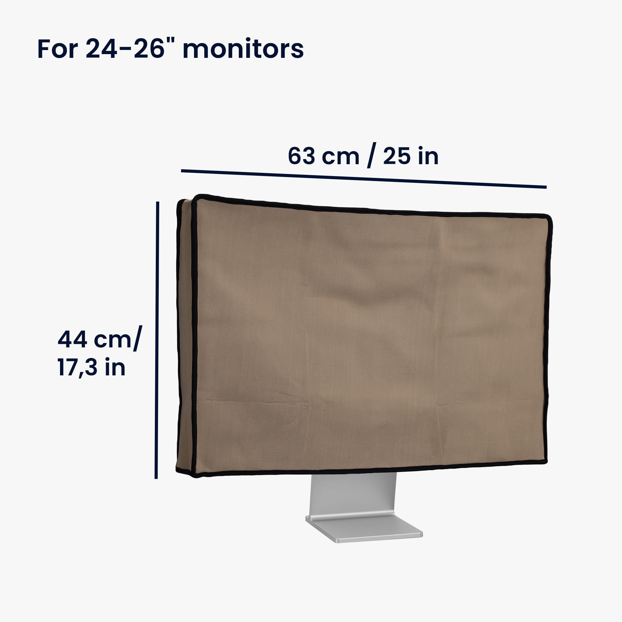 kwmobile Neoprene Dust Cover for 24-26 Inch Monitors - Computer Screen Protector & Display Case in Beige - Perfect for Home Office, Gaming Setup, and Workspace Protection