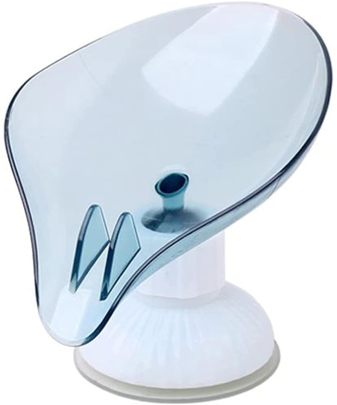 Leaf-Shaped Self-Draining Soap Dish with Suction Cups - Non-Slip Bathroom & Kitchen Soap Holder - Blue Soap Saver Box for Shower, Sink, and Countertop Use
