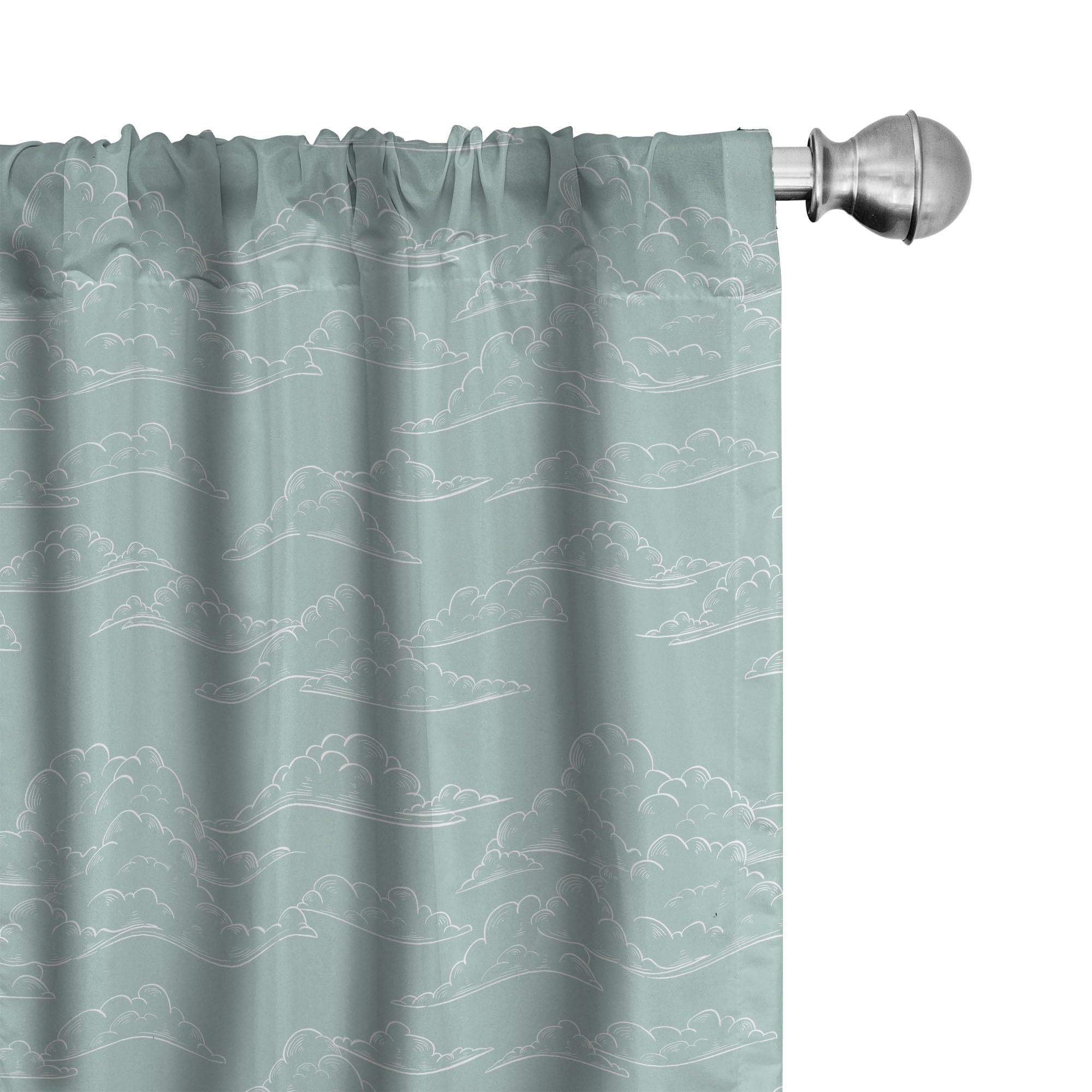 Ambesonne Cloud Curtains - Hand Drawn Clouds with Monochrome Sky Design, Grunge Spring Window Treatments (2 Panels, 28