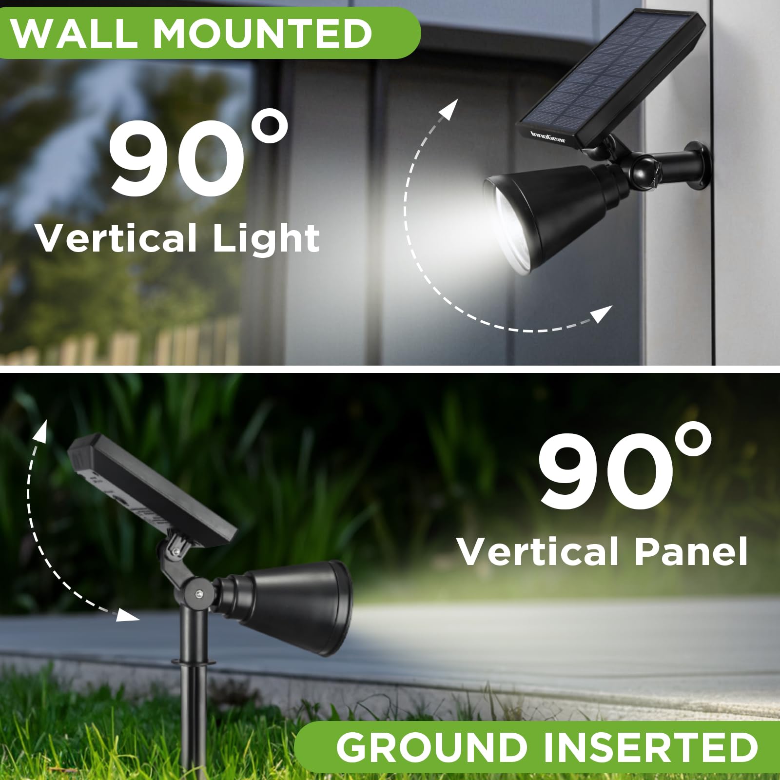 InnoGear 6-Pack Solar Lights Outdoor Waterproof - Solar Powered Garden Lights for Yard, Pathway, Landscape, Wall & Spotlight - Auto On/Off, Weather Resistant (White) - Perfect for Driveway, Patio, Deck & Backyard Lighting