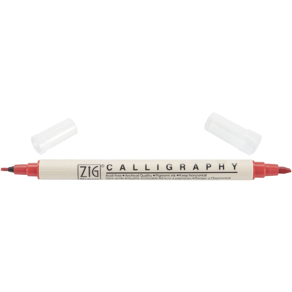 Zig Memory System Calligraphy Dual Tip Markers - Pure Red (6-Pack) for Hand Lettering, Scrapbooking & Art Projects | Premium Brush Pens for Artists & Crafters