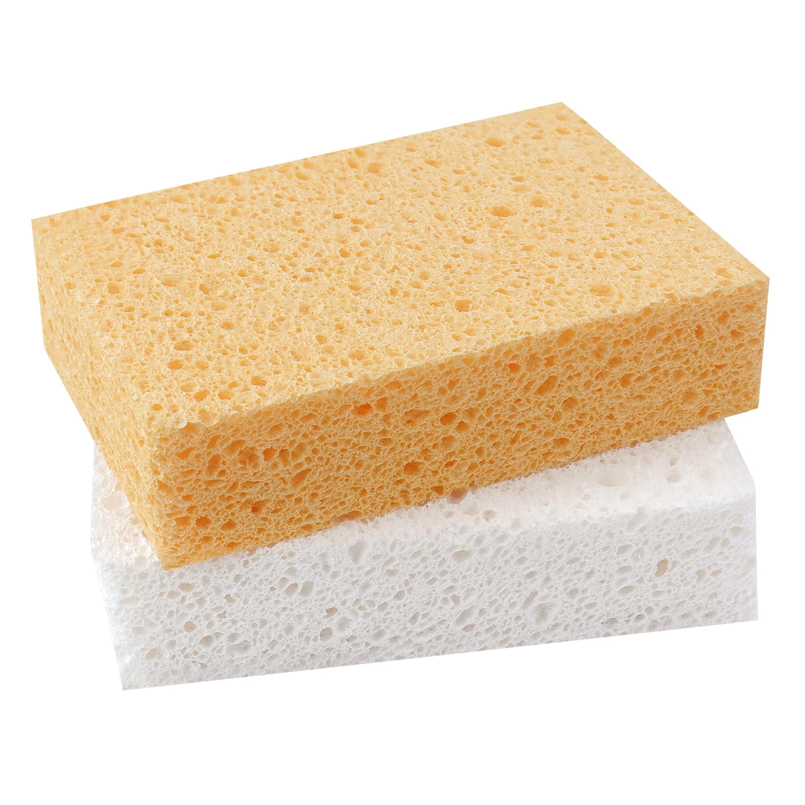 2 Pack Extra Large Kitchen Sponges - Reusable & Biodegradable Cellulose Sponges for Washing Dishes, Non-Scratch Heavy Duty Cleaning Sponges for Kitchen, Bathroom, Countertops & Household Cleaning | Eco-Friendly & Super Absorbent