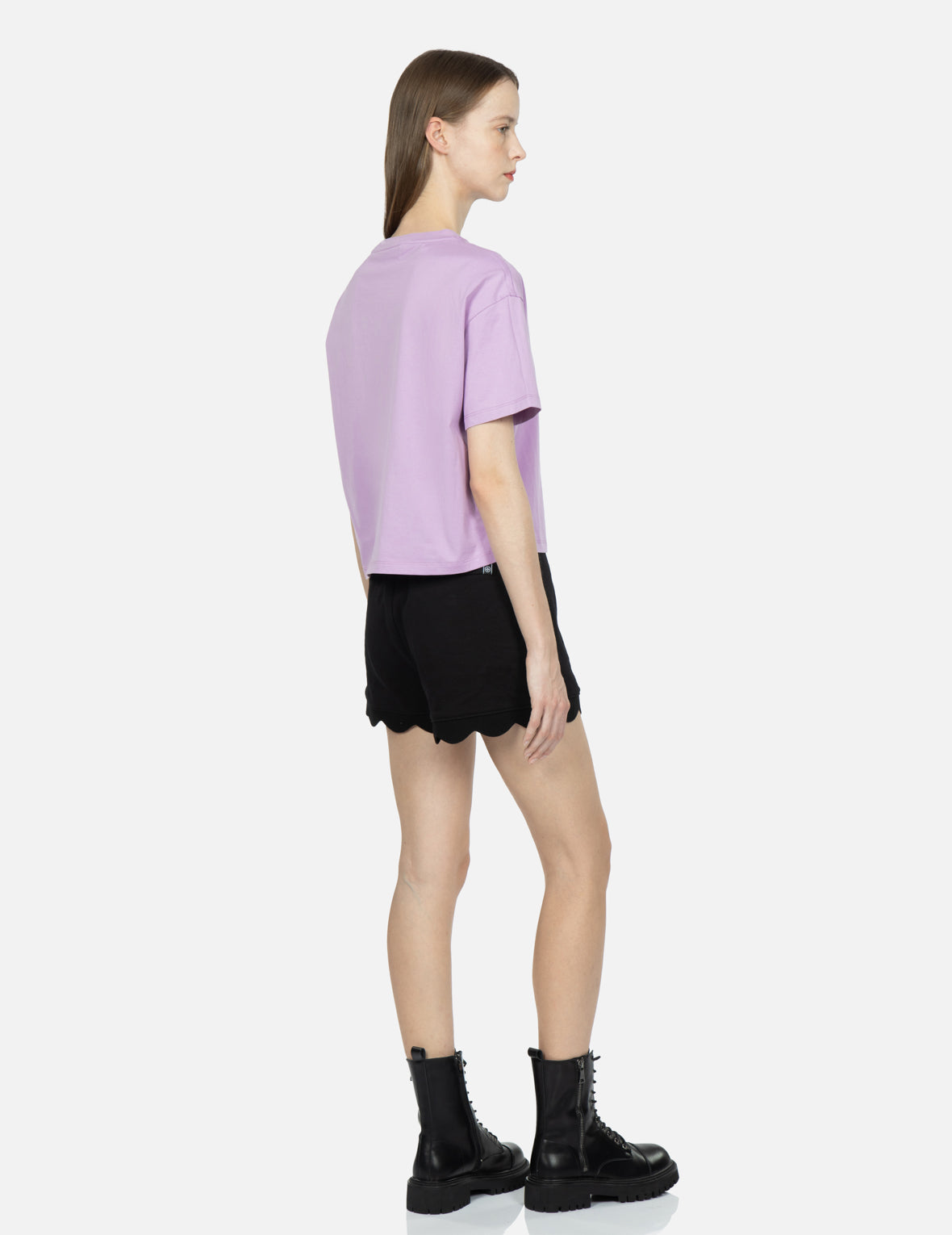 Stylish Logo & Seagull Embroidered Scallop Hem Sweatshorts for Women | Trendy Casual Shorts for Summer, Beach, and Lounge Wear