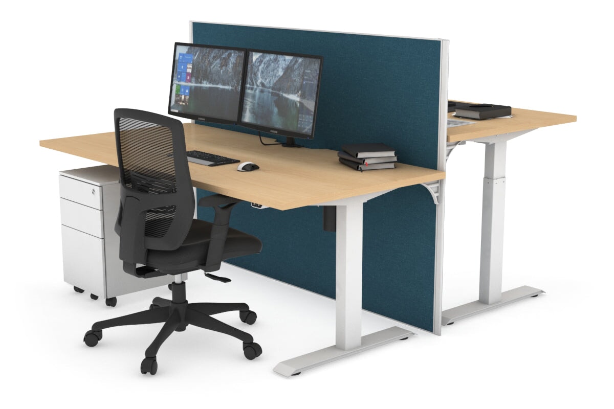 Height Adjustable 2 Person Workbench - 1400L x 800W with Cable Management | Heavy Duty Office & Workshop Desk for Collaborative Work & DIY Projects