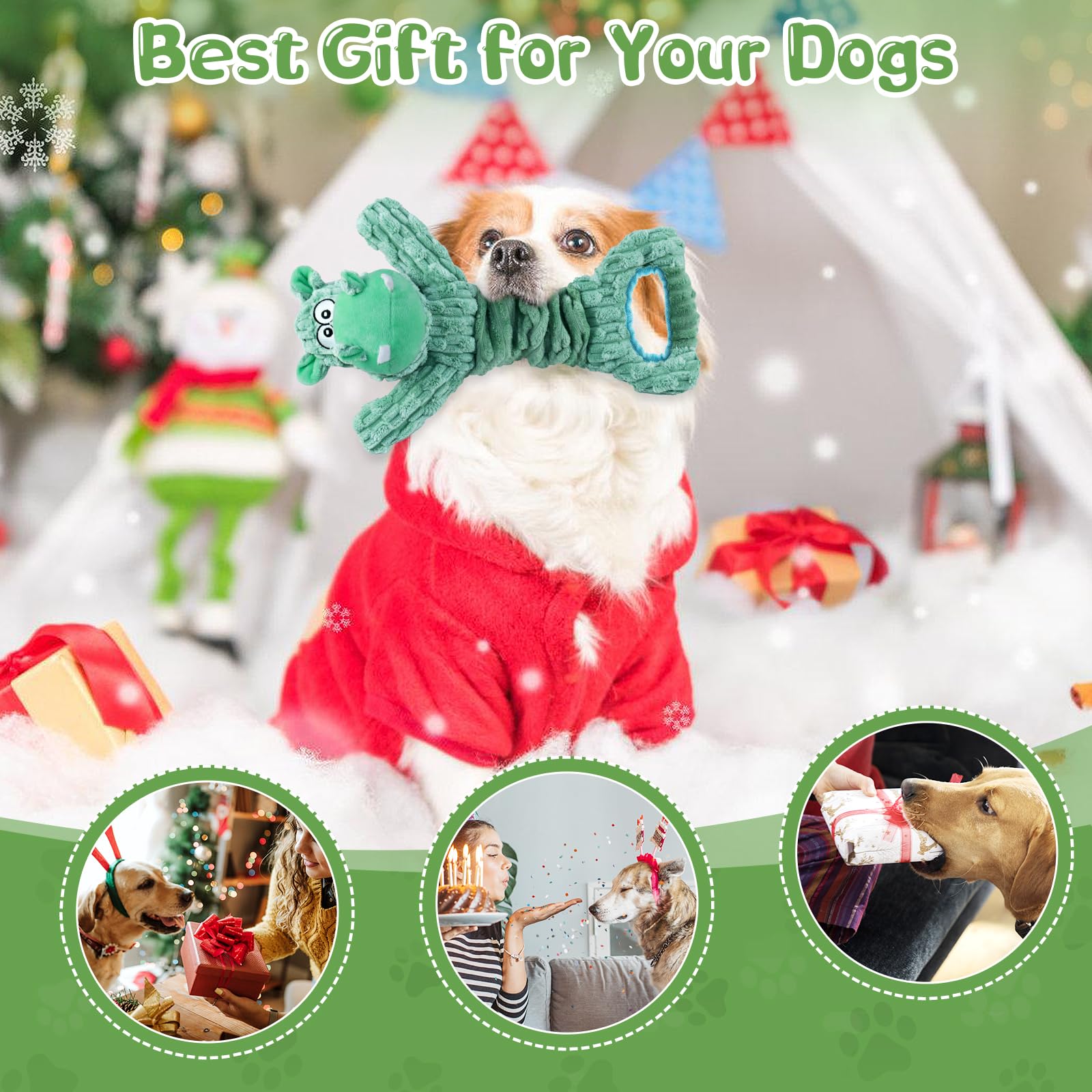 WOWBALA Durable Plush Squeaky Dog Toys for Aggressive Chewers - Interactive Puppy Chew Toy with Tug Rope for Small, Medium & Large Dogs | Perfect for Playtime, Training & Bonding Activities
