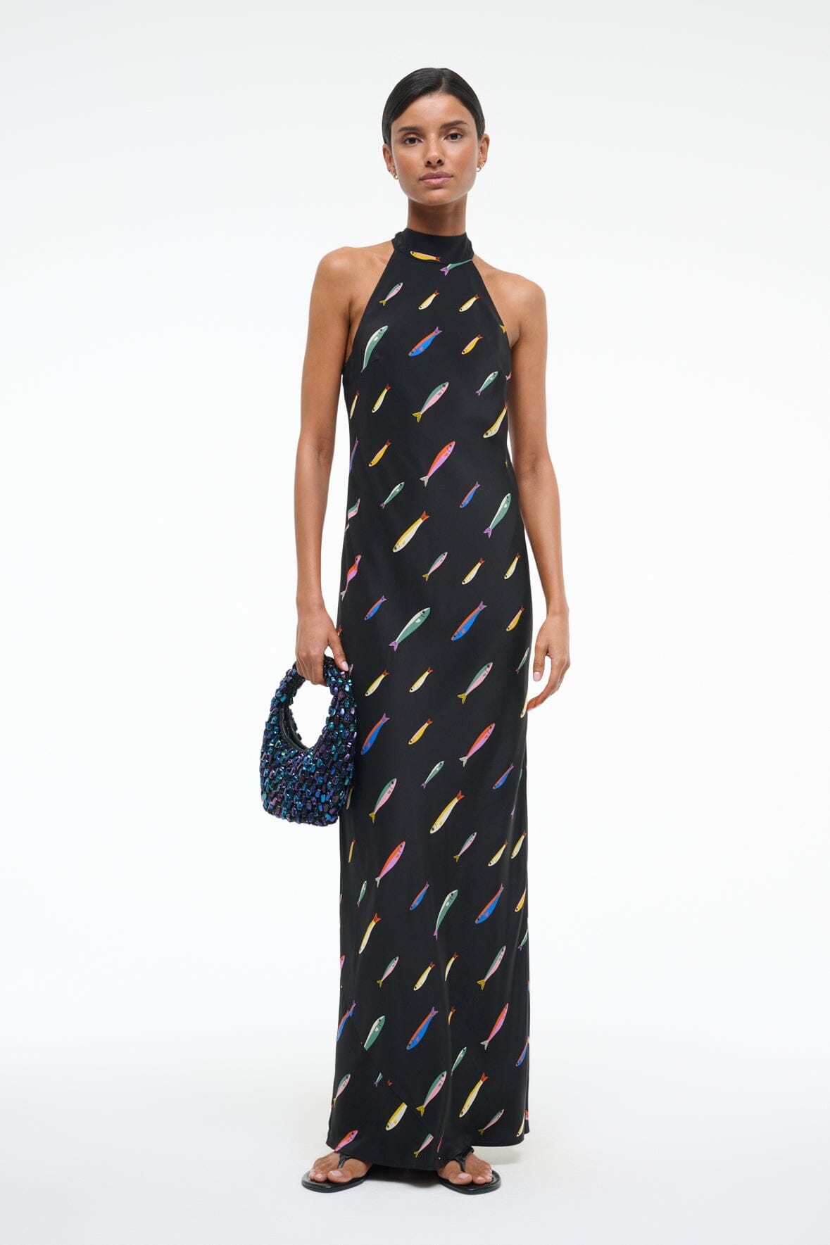WINNIE SILK DRESS | POP SARDINES BLACK | Elegant Evening Wear for Women | Perfect for Parties, Weddings & Special Occasions