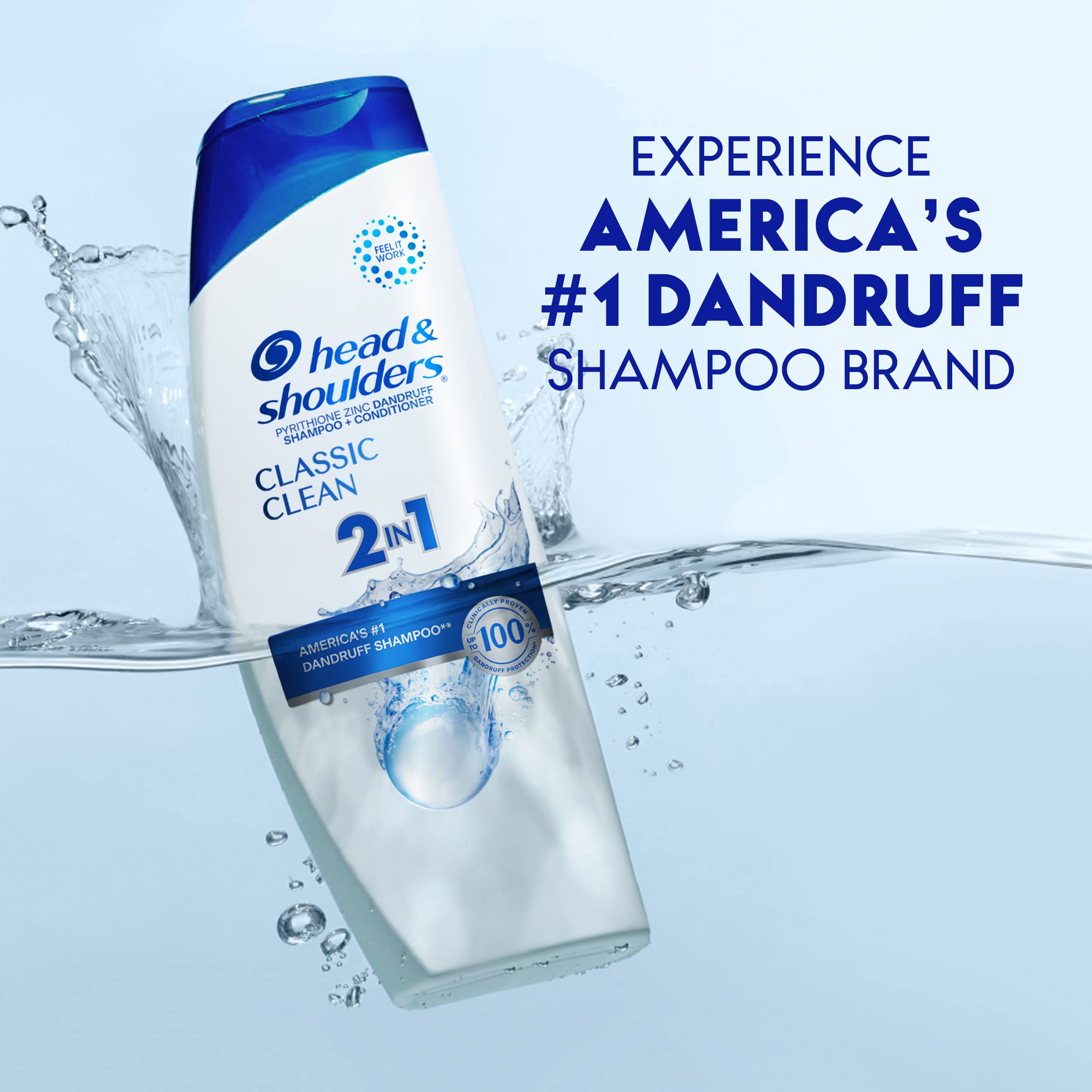 Head and Shoulders 2 in 1 Anti-Dandruff Shampoo & Conditioner - Classic Clean for Daily Use, Paraben Free, 12.5 oz - Gentle Scalp Care for Flaky, Itchy Scalp Relief at Home or Gym