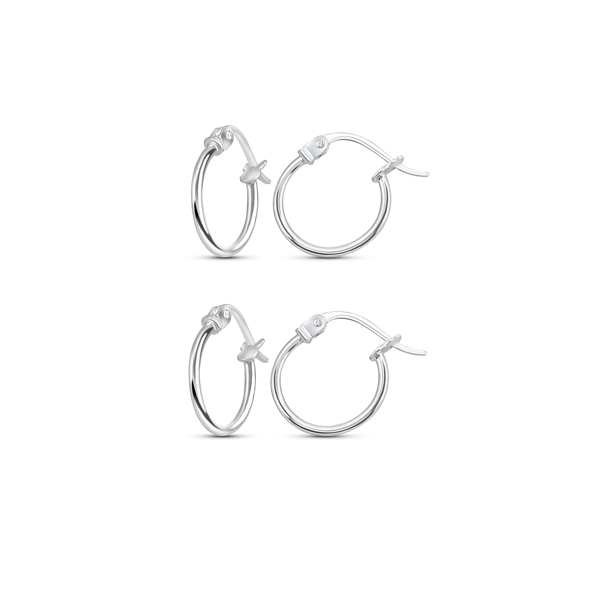 Sterling Silver Hoop Earrings for Women & Men - Gold Plated Thin Lightweight Round Click Closure Earrings Set (12-20mm) - Perfect for Everyday Wear, Parties & Gifting