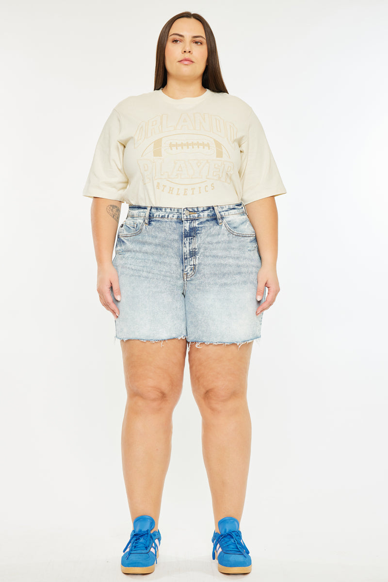 Lina Essentials 90's High Rise Shorts for Women - Plus Size Denim Shorts with Stretch Comfort - Perfect for Summer, Casual Outfits & Retro Fashion