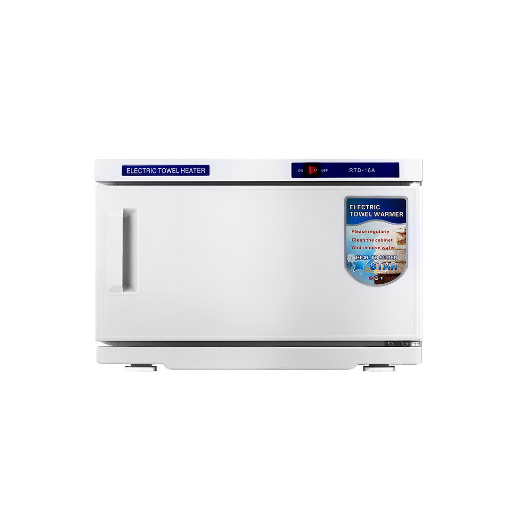 Devanti 16L Towel Warmer with UV Sterilization | Spa & Salon Heated Cabinet | White | Perfect for Home Spa, Salon, and Massage Therapy