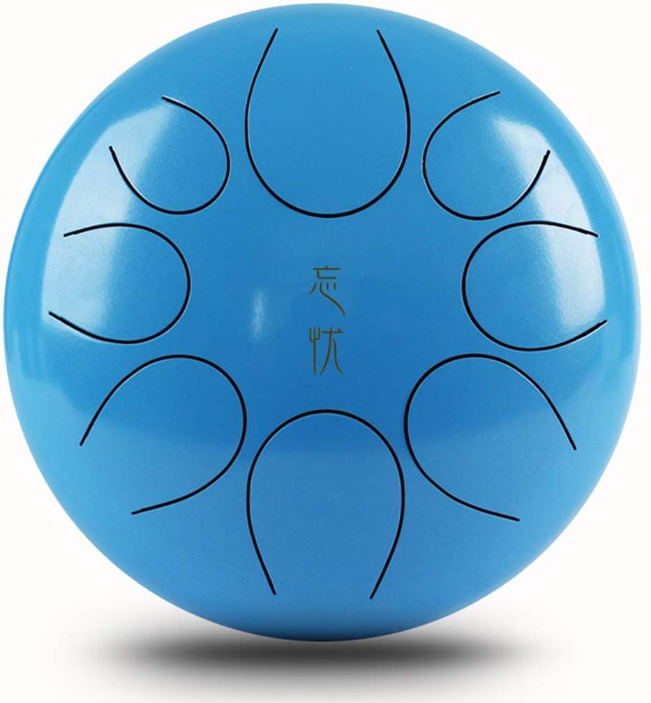 JLDN 8 Inch Steel Tongue Drum (20cm) - 8-Note Handpan Drum with Mallets, Tuning Sticker & Carry Bag - Blue Tank Drum for Meditation, Yoga & Stress Relief - Perfect for Music Therapy, Sound Healing & Relaxation
