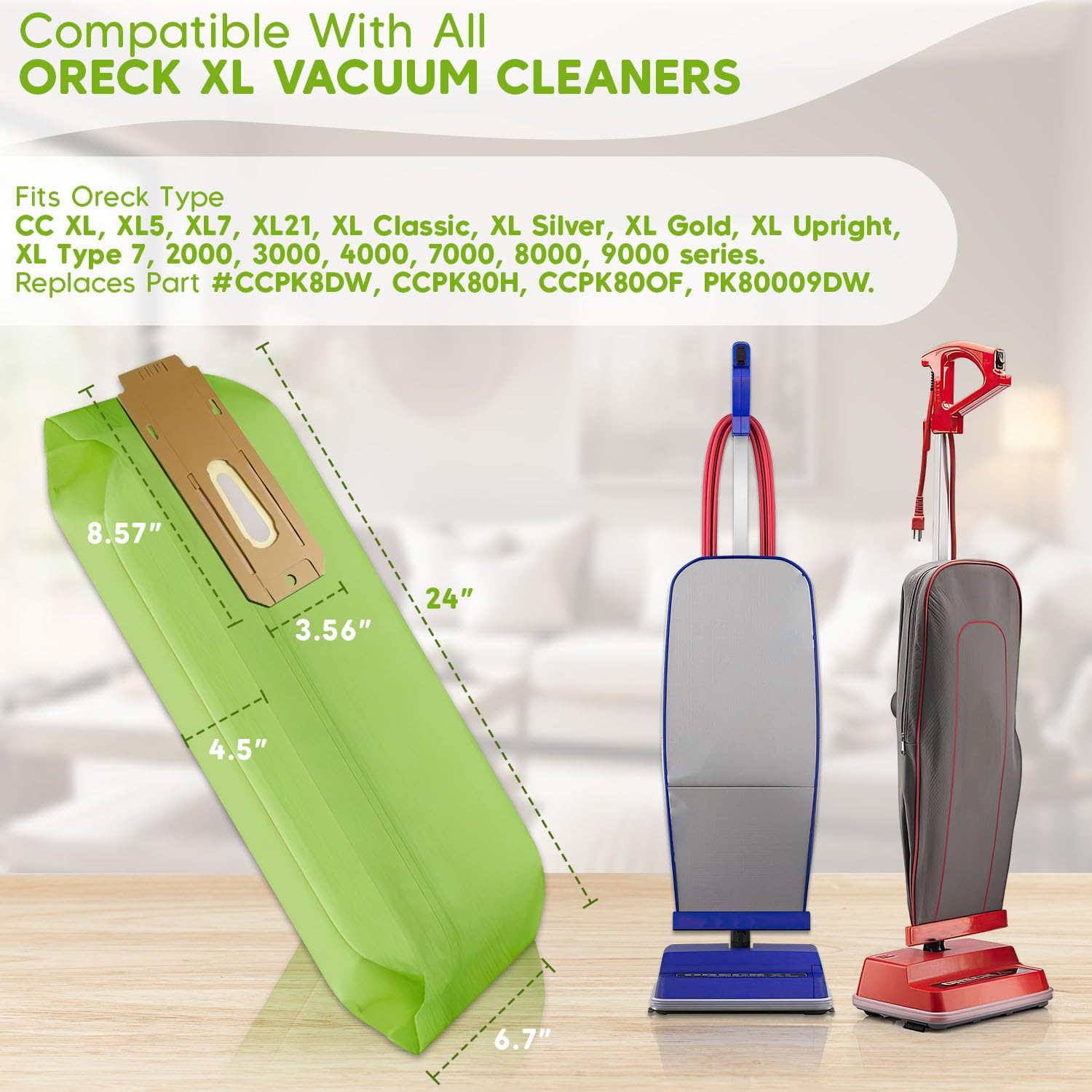 20-Pack Oreck XL Vacuum Cleaner Bags Replacement - Compatible with Oreck Type CC Upright Vacuums, Oreck XL Commercial Models (CCPK8DW, CCPK8, AK1CC6A) - Ideal for Home Cleaning, Office Maintenance & Commercial Use
