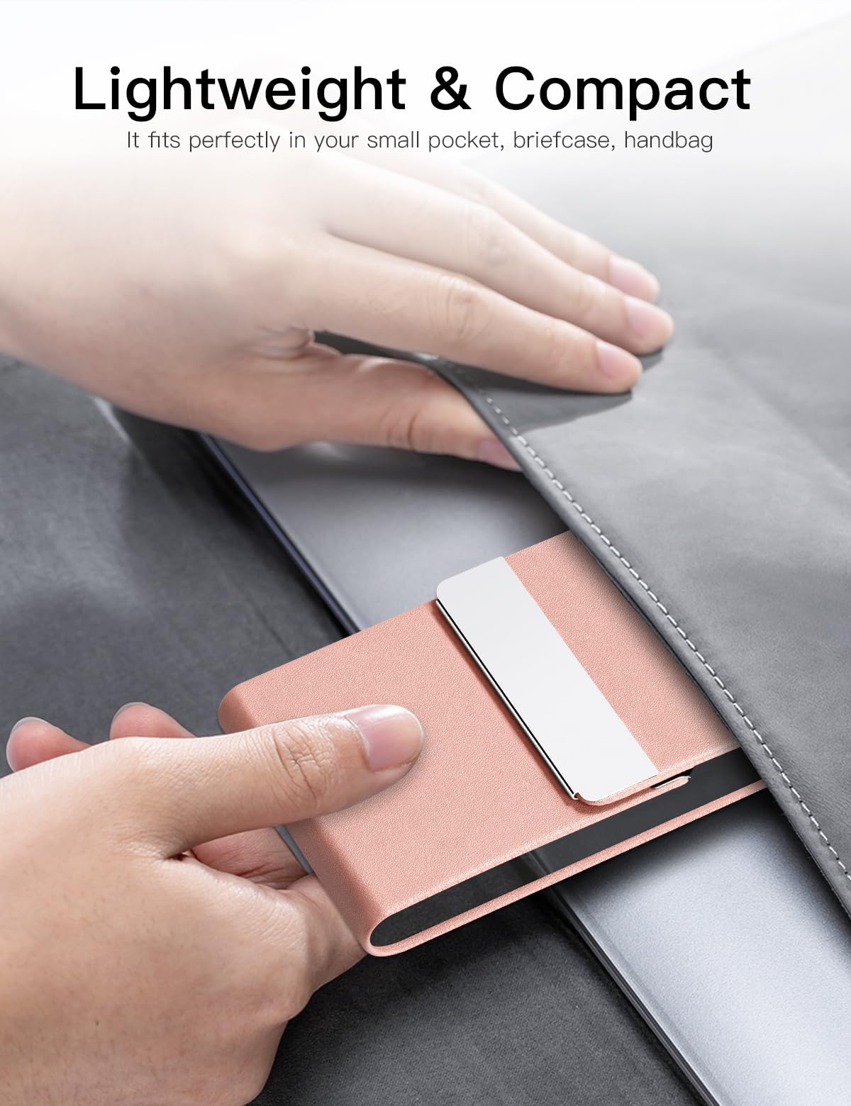 Premium PU Leather Business Card Holder - Slim Metal Pocket Card Case with Magnetic Closure for Professionals (Y-Pink) | Perfect for Networking Events, Office Meetings & Business Conferences