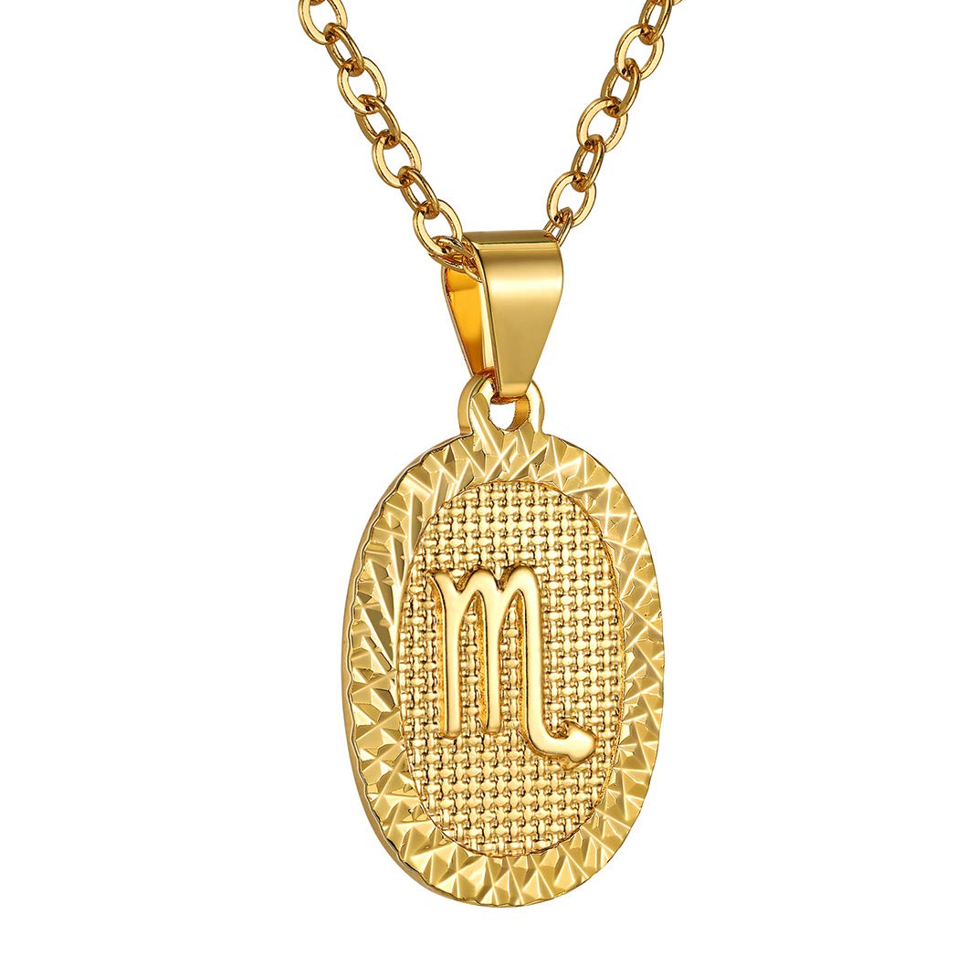 GOLDCHIC Zodiac Necklace for Women & Men - 12 Constellation Coin Horoscope Pendant with Birthstone Charm | Astrology Jewelry Gift for Birthday, Anniversary & Spiritual Protection