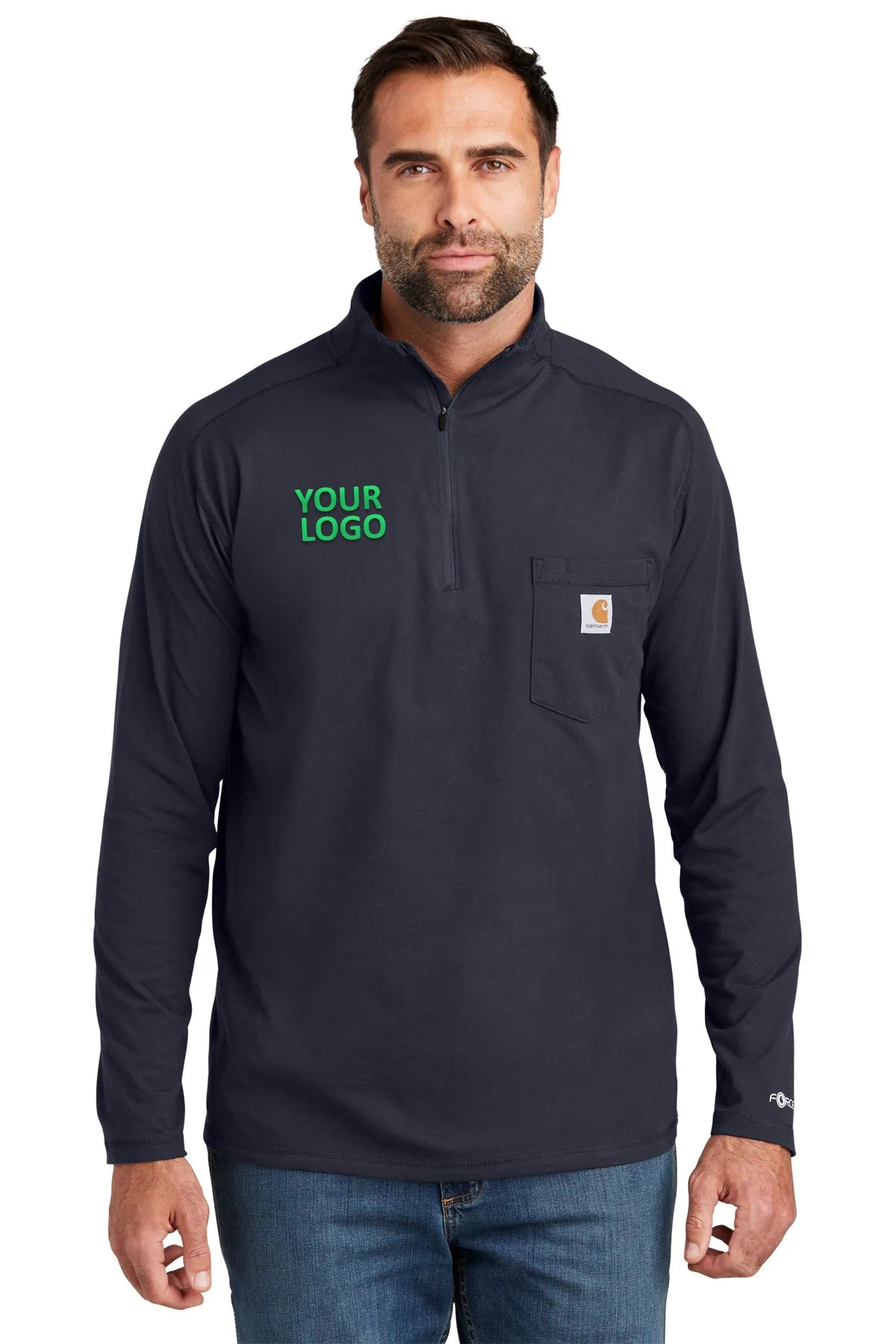 Carhartt Force Lightweight Customized Quarter Zip Sweatshirt for Men - Navy Blue | Comfortable & Durable Workwear for Outdoor Activities & Casual Wear