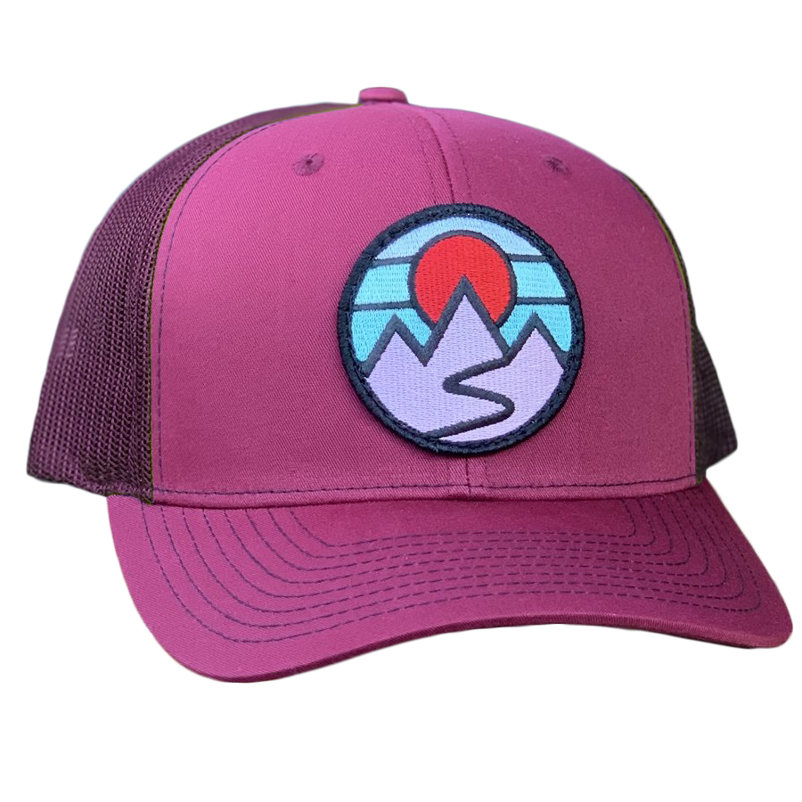 Men's Vintage Curved Brim Trucker Hat with Mountain Design - Perfect for Hiking, Camping & Outdoor Adventures