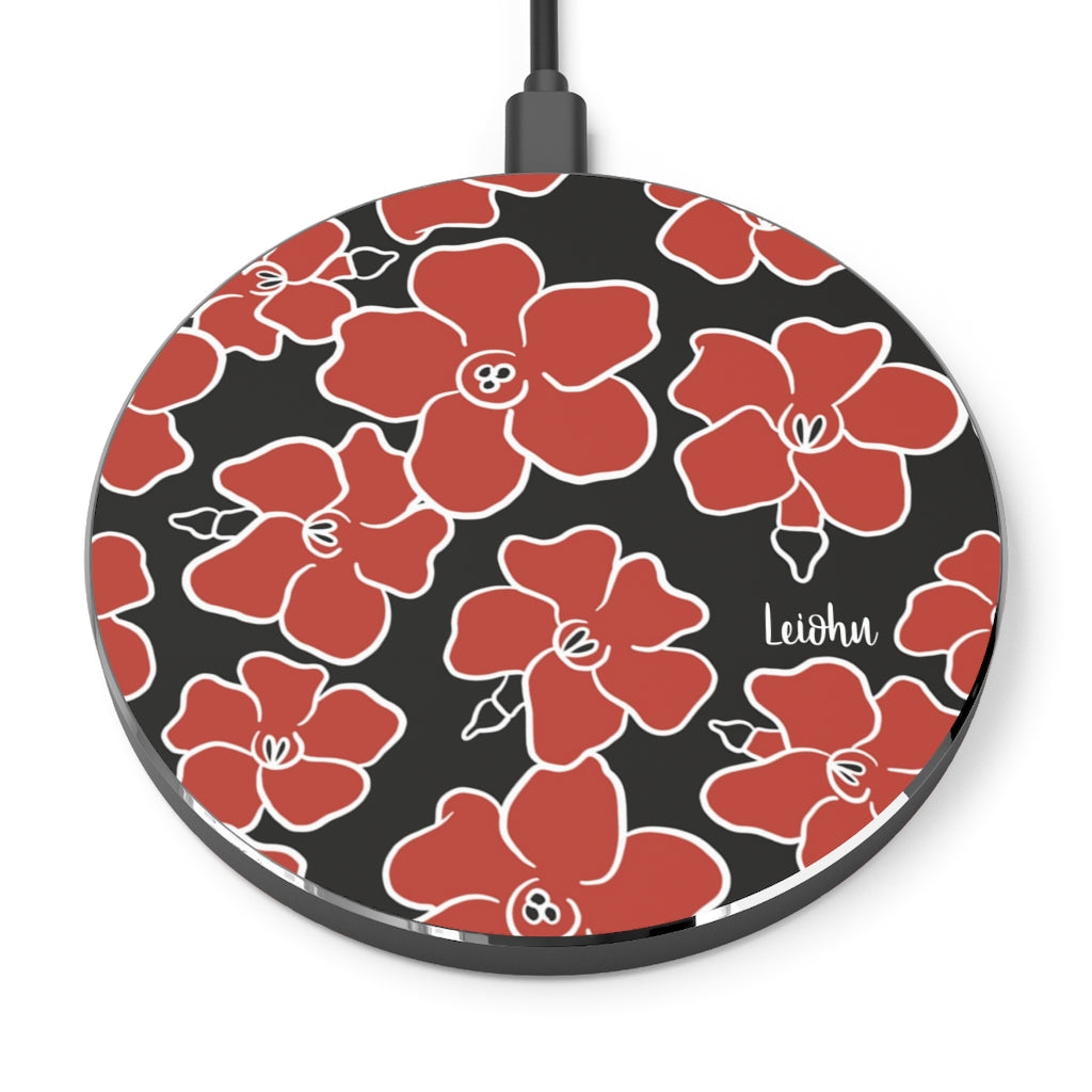 Vintage Puakenikeni Wireless Charger - Fast Qi-Certified Charging Pad for iPhone, Samsung, AirPods | Perfect for Home, Office, and Travel Use