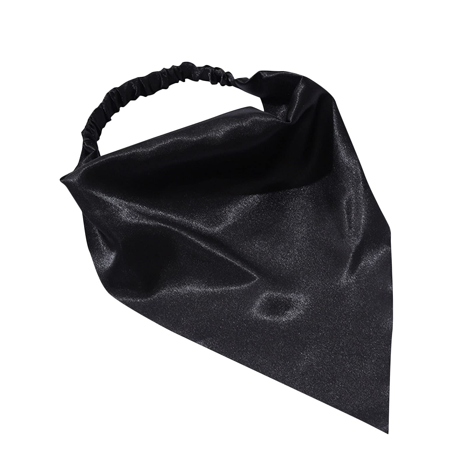 Boho Hair Kerchief Head Scarf - 1 Piece Solid Bandana Headband for Women with Thick Hair - Hair Care Accessories for Beach, Yoga, and Everyday Style (Black, One Size)