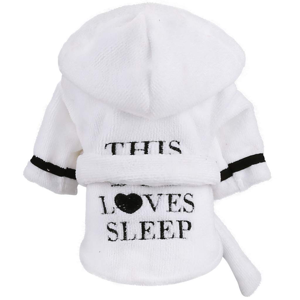 Premium Dog Bathrobe - Soft & Warm Quick-Drying Pet Towel Coat for Small Dogs & Cats (White, Size S) - Perfect for Post-Bath, Winter Warmth & Cozy Lounging