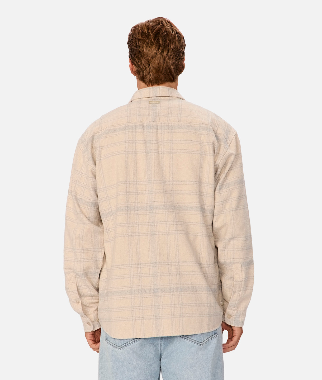 Premium Maplewood Long Sleeve Shirt for Men - Soft Cotton Crewneck Top in Cream & Grey - Perfect for Casual Wear, Office & Outdoor Activities