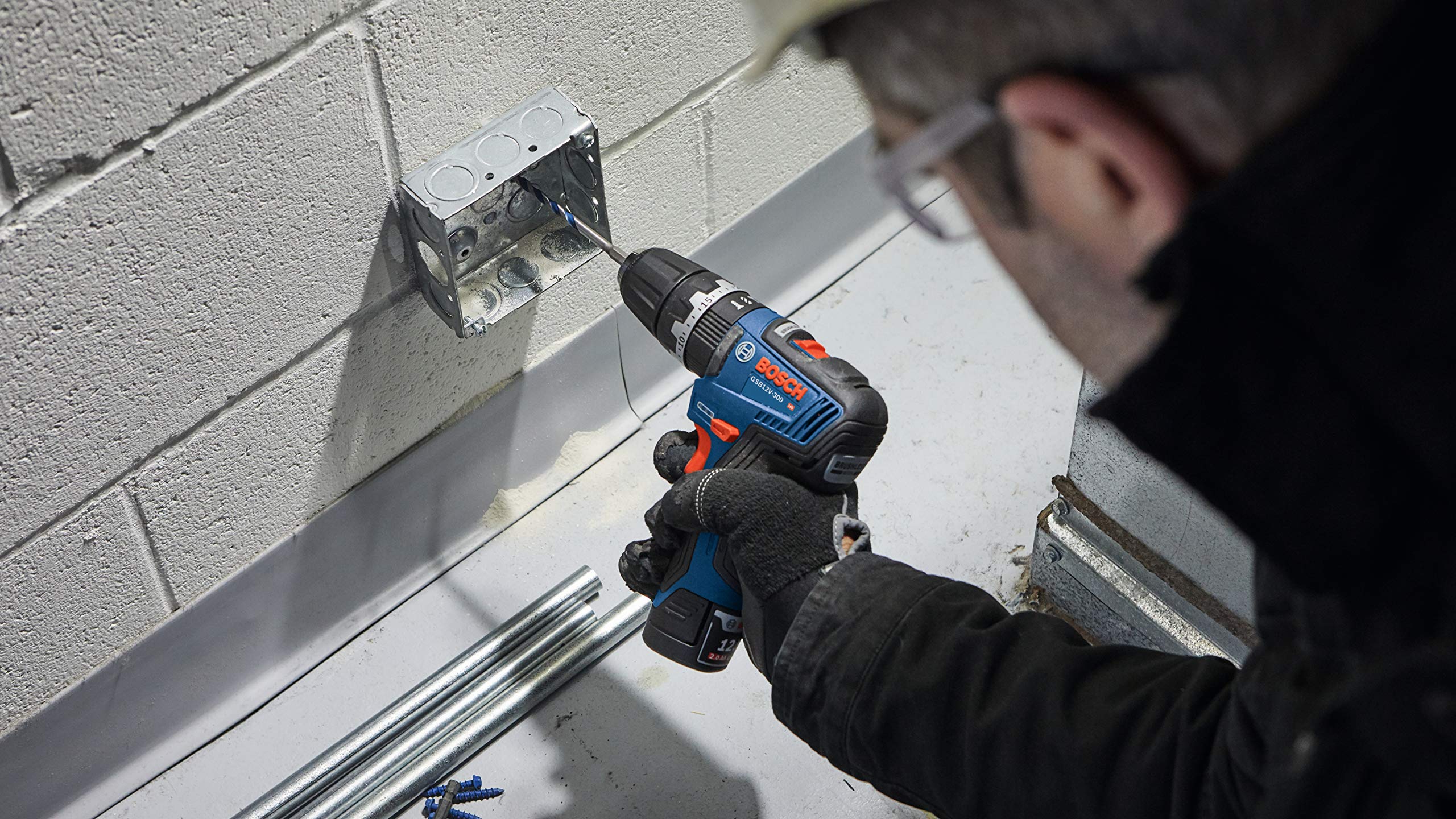 Bosch GSB12V-300N 12V Max Brushless 3/8 Inch Hammer Drill/Driver (Bare Tool) - Professional Cordless Power Tool for DIY Projects, Home Repairs & Construction Work