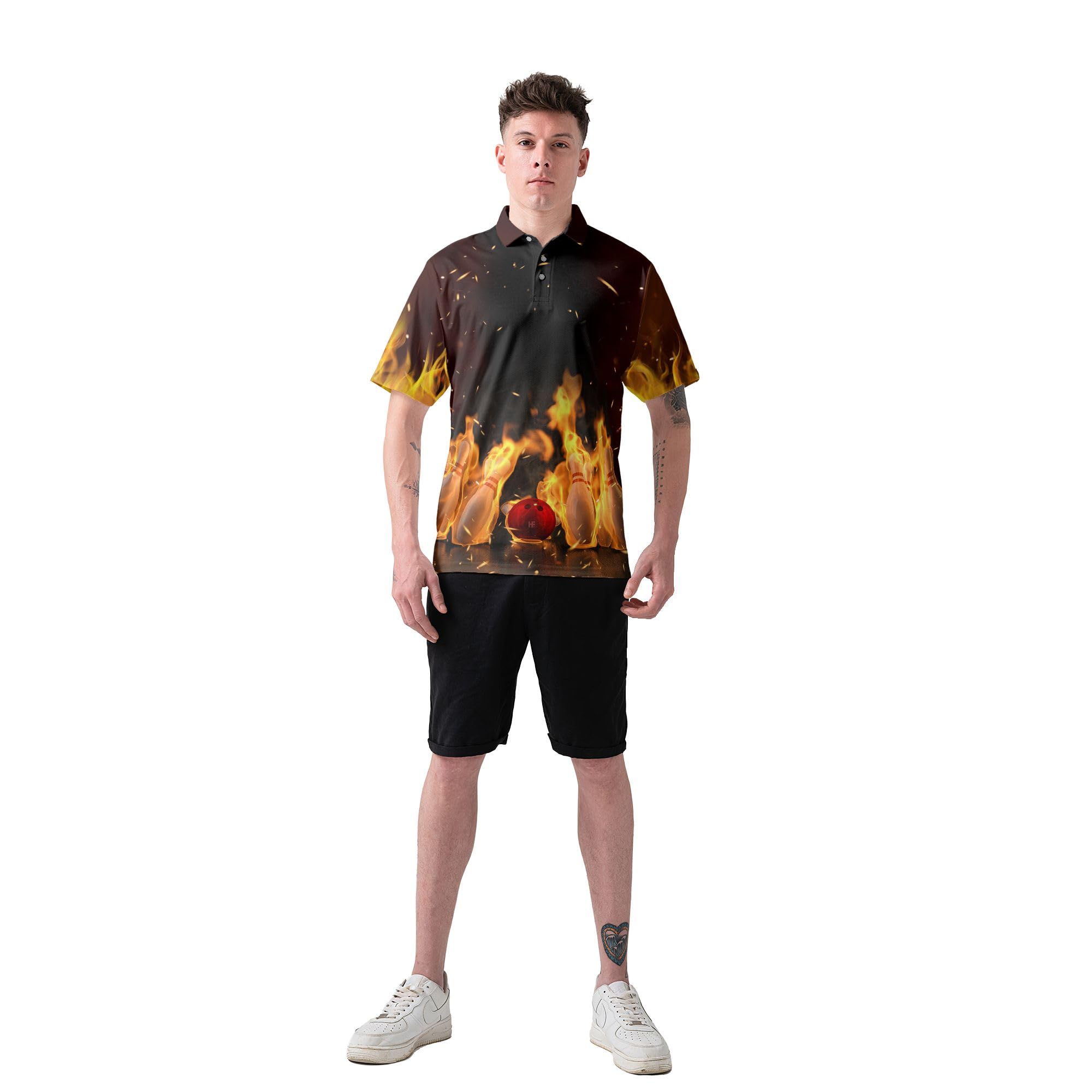 HYPERFAVOR Smart Bowling Polo Shirts for Men - Breathable Short Sleeve Performance Shirts - 4-Pack Set for Bowling Leagues & Casual Wear