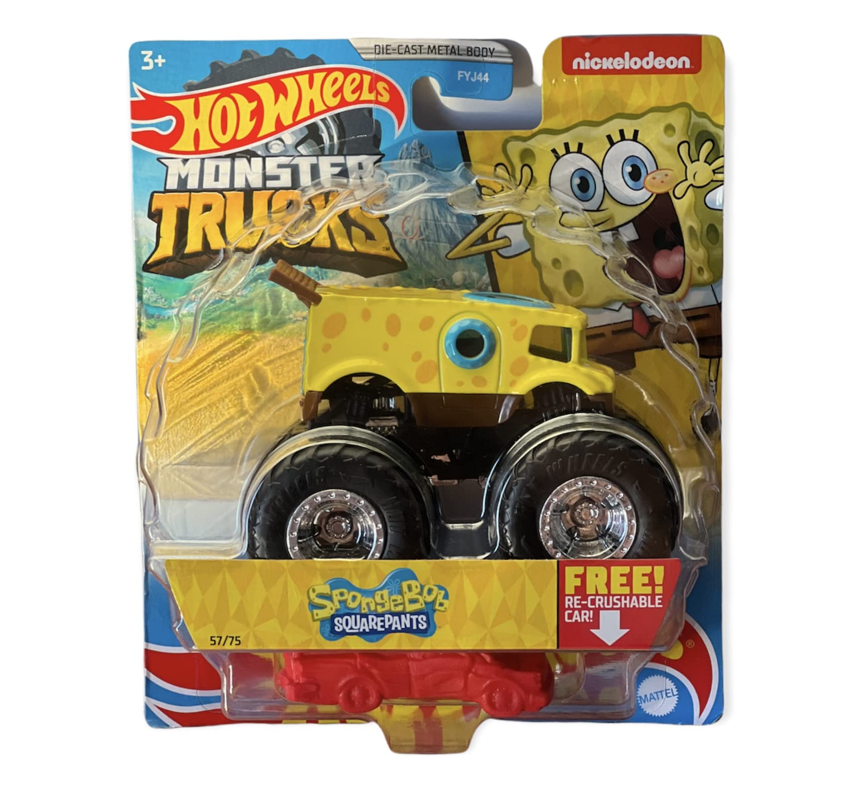 Hot Wheels Monster Trucks Nickelodeon SpongeBob SquarePants 1:64 Scale Die-Cast Toy Car 57/75 - Collectible Vehicle for Kids & Adults, Perfect for Playtime & Display