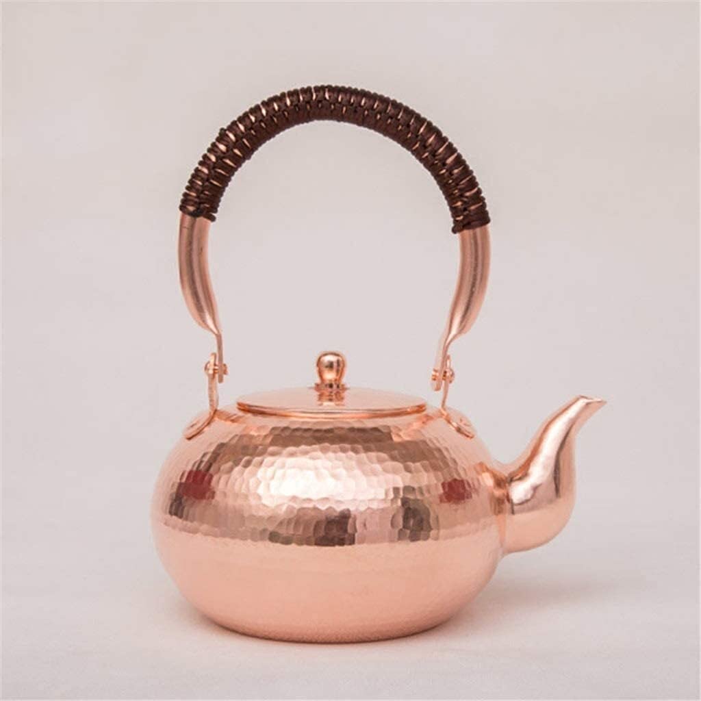 1.3L Copper Tea Kettle for Stove & Induction Cooker - Traditional Handmade Tea Pot & Coffee Server - Perfect for Home, Office & Camping Use