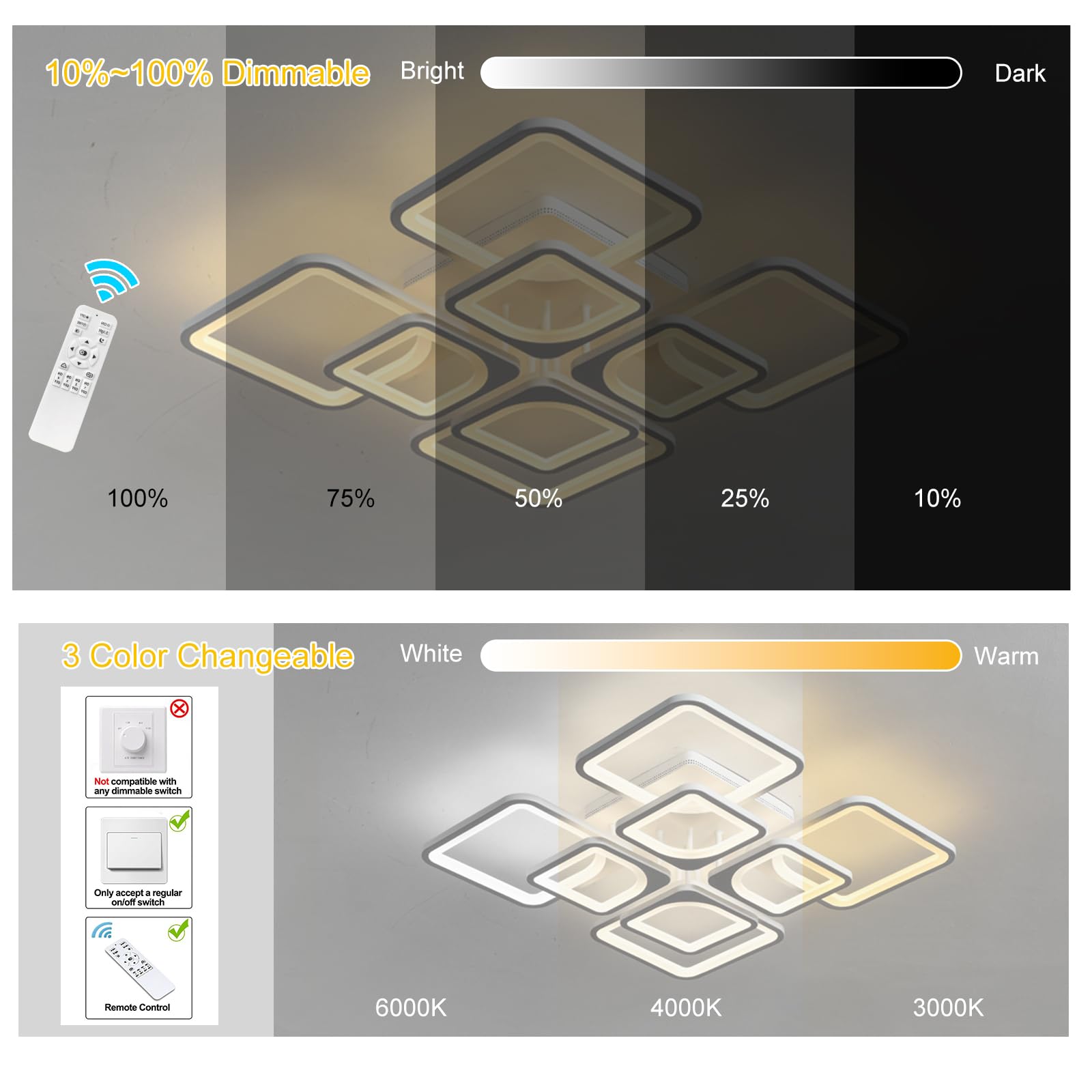Jaycomey Modern LED Ceiling Light Fixture - 23.6