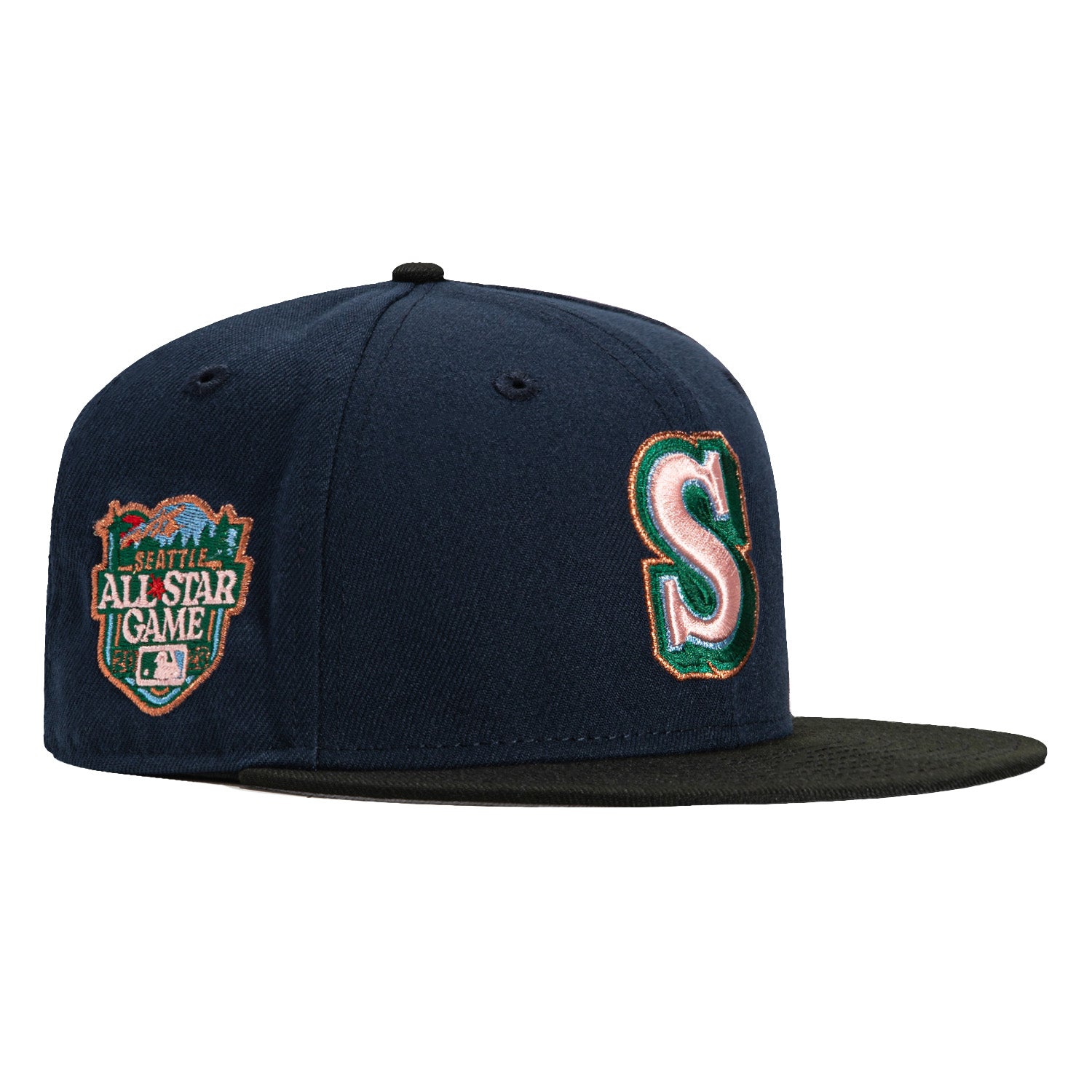 New Era 59Fifty Seattle Mariners 2023 All Star Game Patch Snapback Hat - Navy, Black, Green & Metallic Copper | MLB Baseball Cap for Fans & Streetwear Fashion