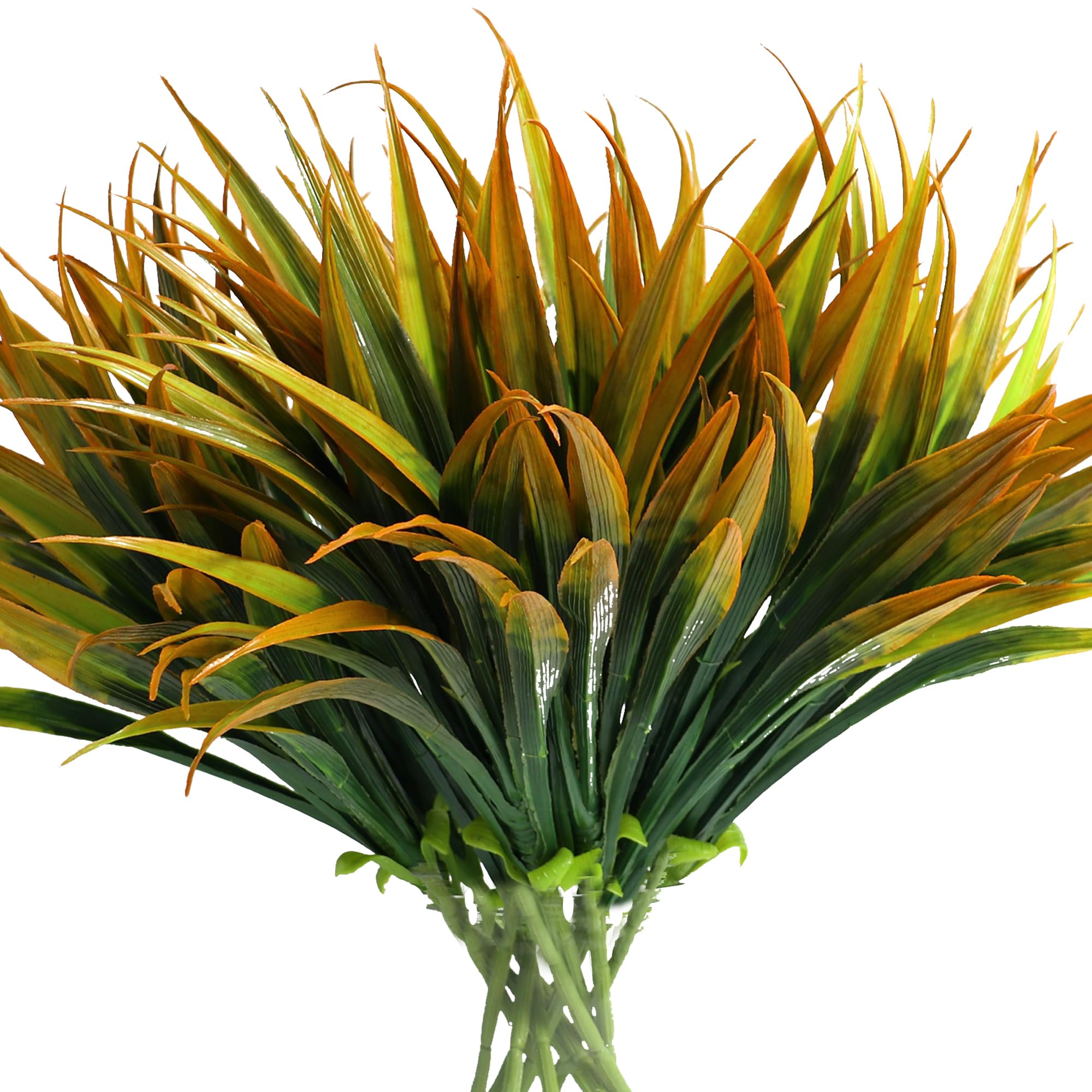 Kingsboomy UV Resistant Artificial Grass - Fake Outdoor Plants for Home, Garden, Office, Patio - Plastic Greenery Decor for Window Boxes, Hanging Planters, Pathways & Front Porch (Red/Yellow) - Perfect for Indoor/Outdoor Landscaping & DIY Decor Projects