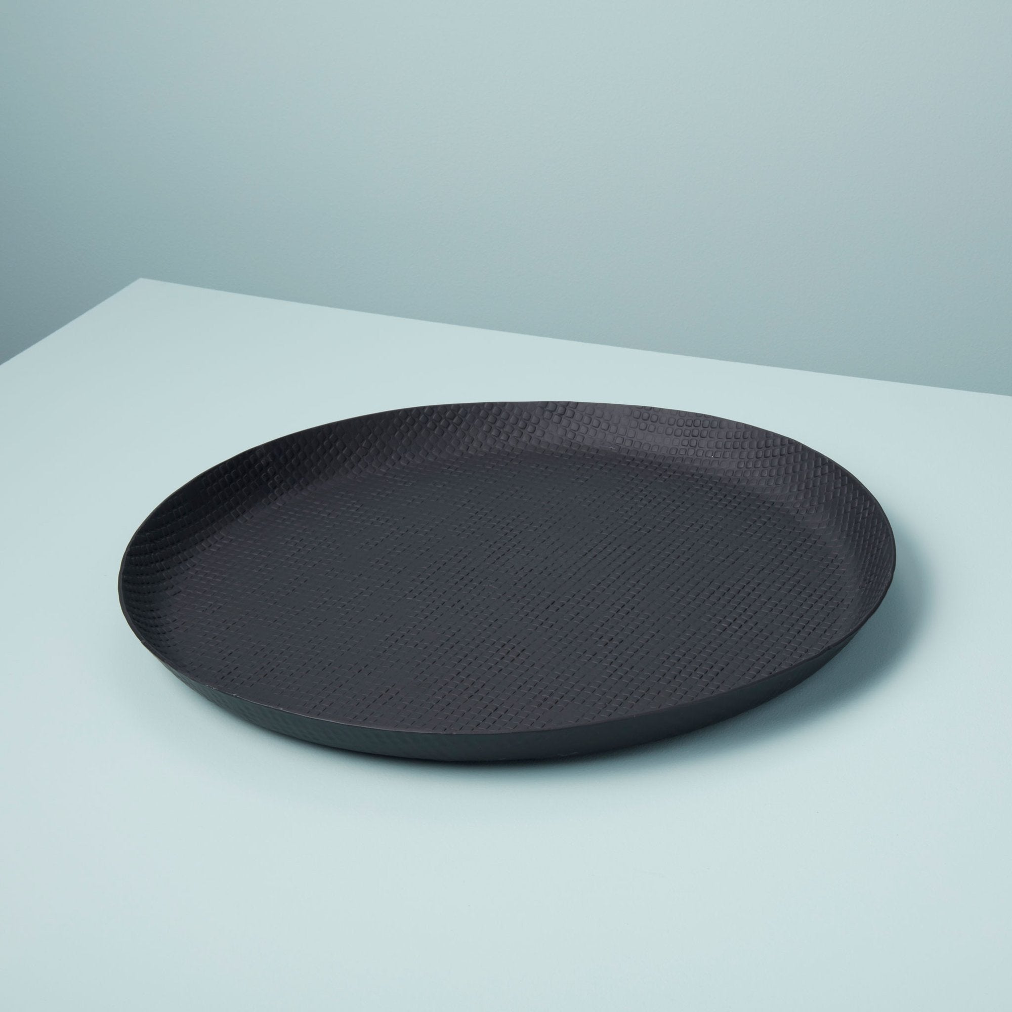 Be Home Black Crosshatch Aluminum Serving Tray - Extra Large (XL) for Entertaining, Dining, and Home Decor | Rustproof & Durable