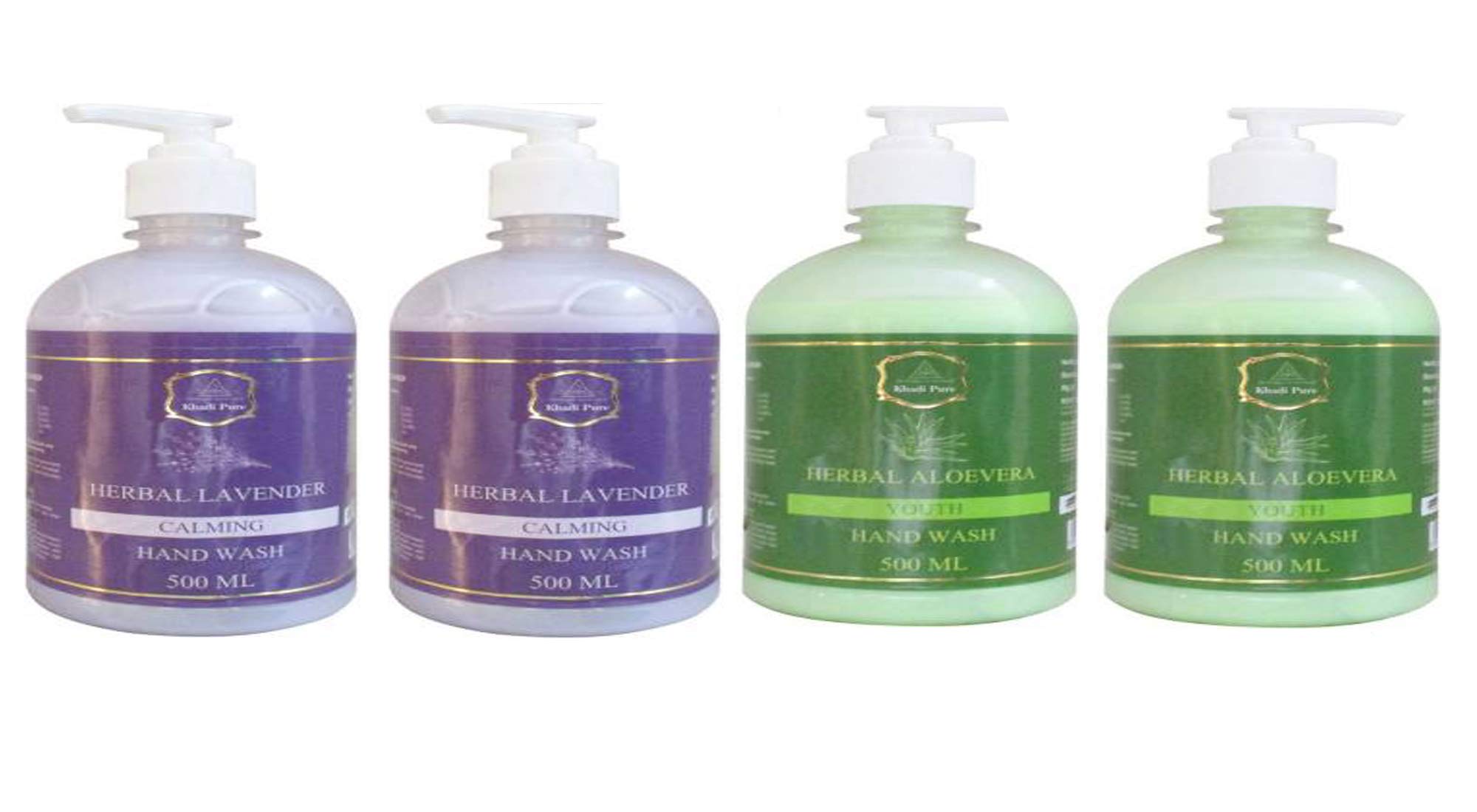 Khadi Pure Herbal Handwash - 4 Pack (500ml Each) | Natural & Organic Hand Cleanser | Ideal for Home, Kitchen, Bathroom & Office Use