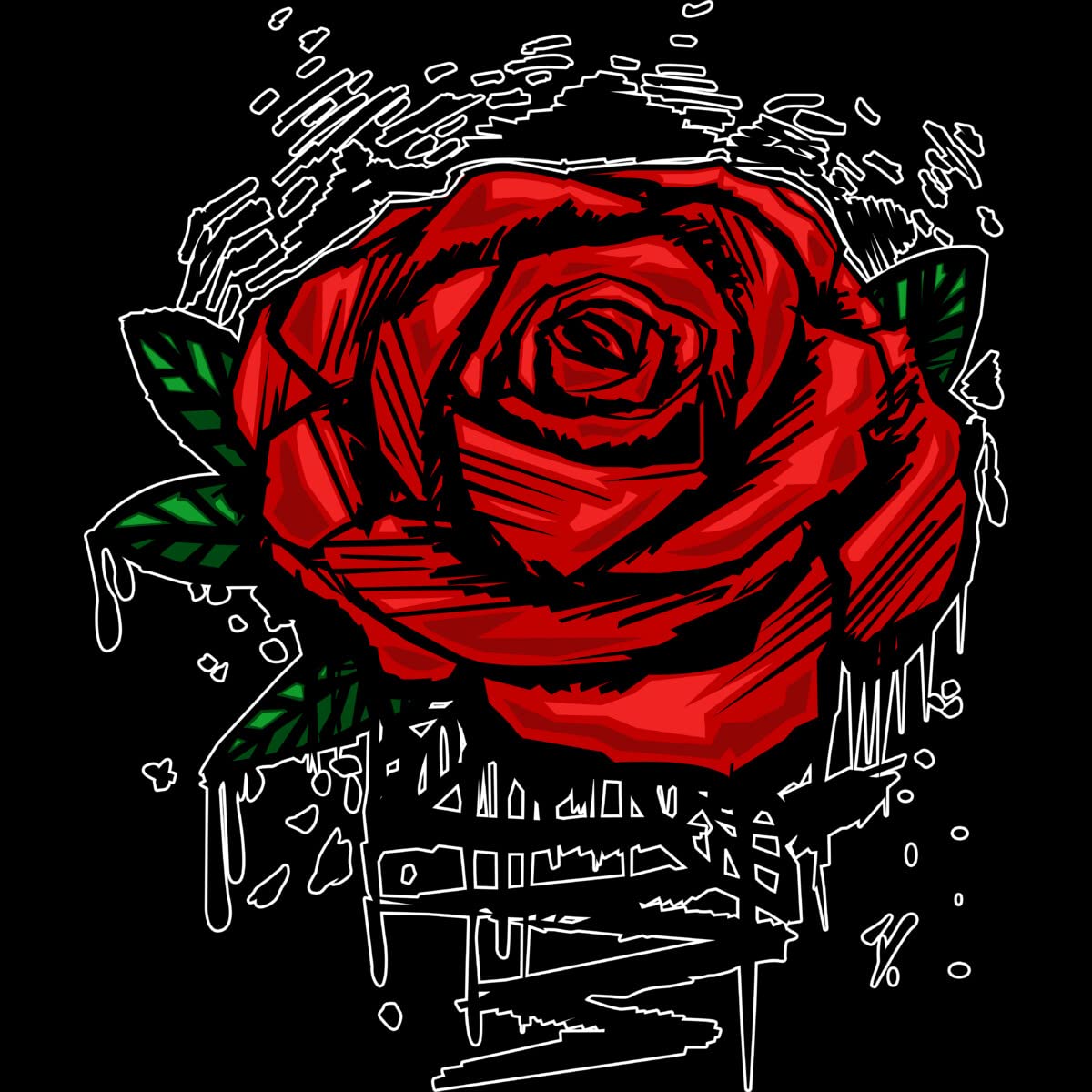 Design By Humans Men's Rugged Rose Graphic T-Shirt by Adamzworld | Soft Cotton Tee for Casual Wear & Street Style