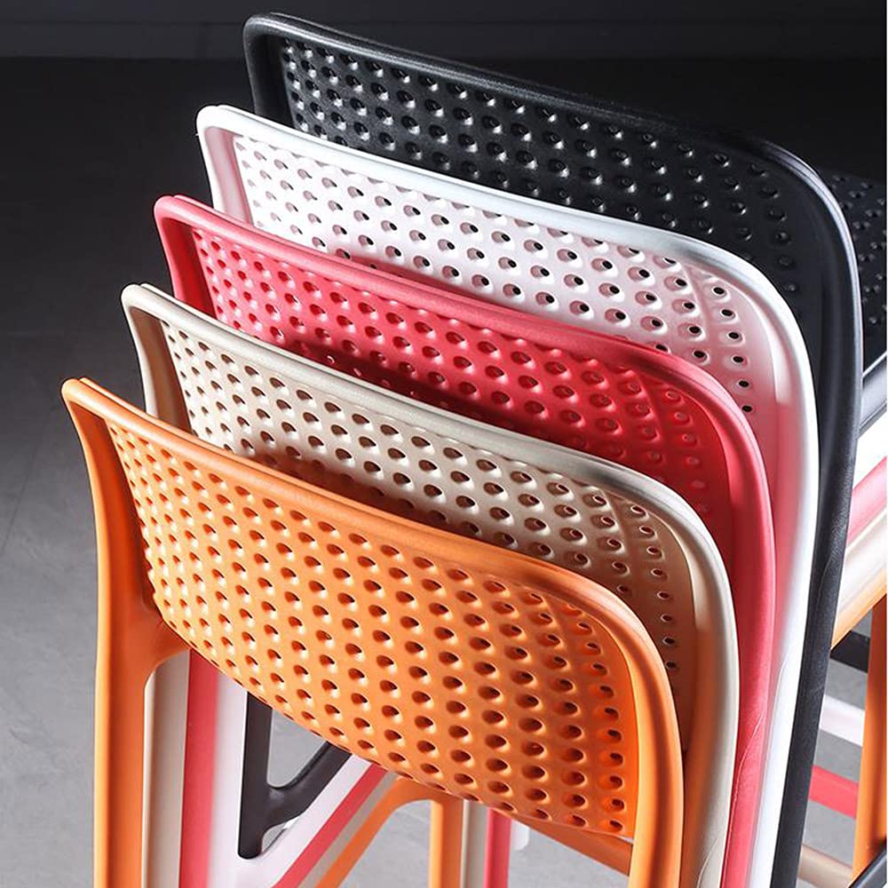 Modern Nordic Counter Height Bar Stools - Square Plastic Dining Chairs for Kitchen Island, Patio & Outdoor Lounge - Minimalist Design for Home & Commercial Use