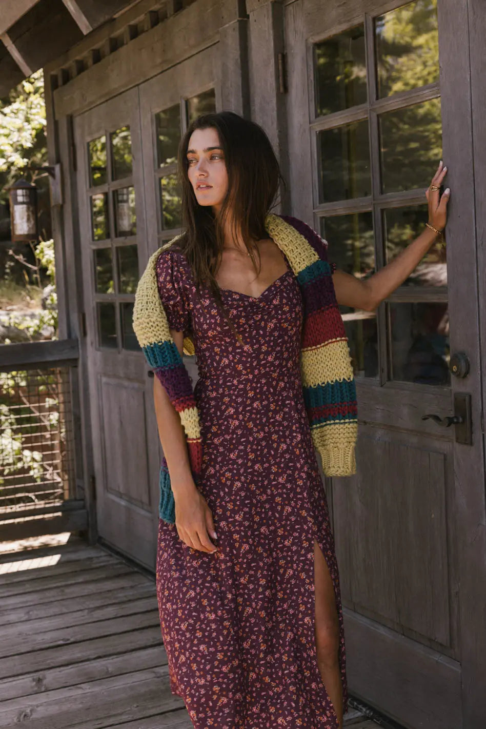 Katherine Ditsy Floral Dress - Women's Summer Flowy Maxi Dress with V-Neck & Ruffle Sleeves | Perfect for Beach Vacation, Date Night & Outdoor Parties
