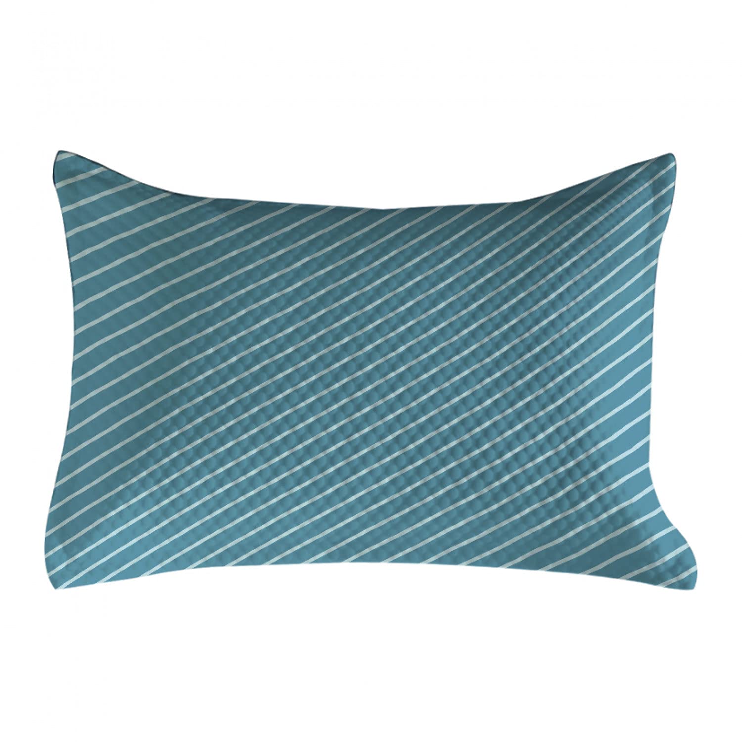 Ambesonne Geometric Quilted Pillow Cover - Diagonal Striped Pattern in Mediterranean Cruise Colors, Ocean Travel Adventure Design - Standard King Size 36