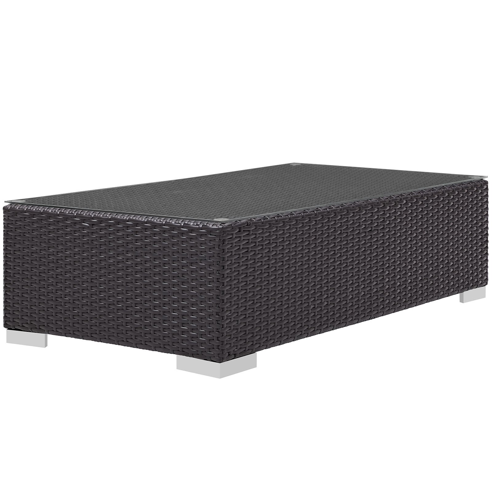 Modway Convene Wicker Rattan Outdoor Coffee Table - Espresso Brown Patio Furniture for Garden, Poolside & Backyard Decor