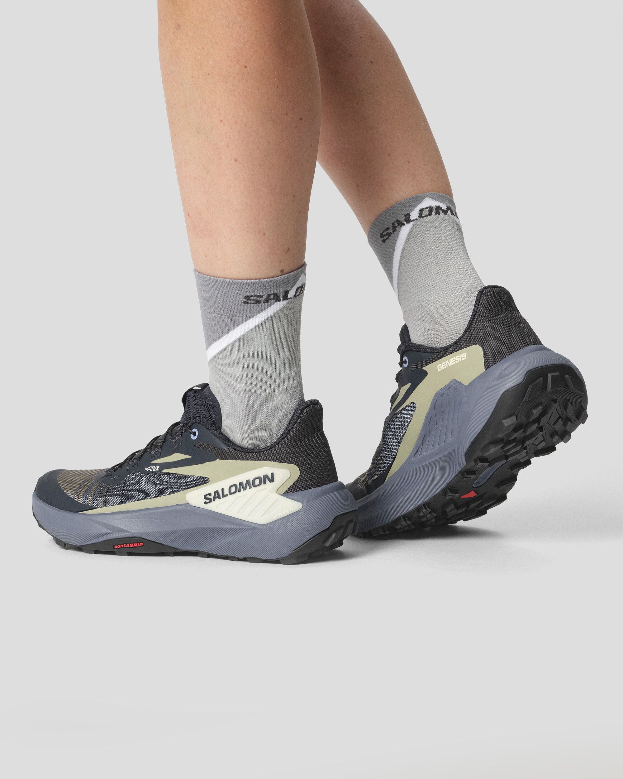 Salomon Genesis Women's Trail Running Shoes - Carbon/Grisaille/Aloe Wash | Lightweight & Durable for Hiking & Outdoor Adventures